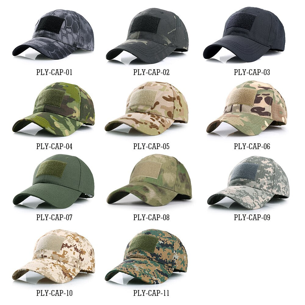 Men Multicam Camouflage Hunting Hiking Cap Sport Tactical Military Army Visor Sun Hat Adjustable Snapback Baseball Cap Adult