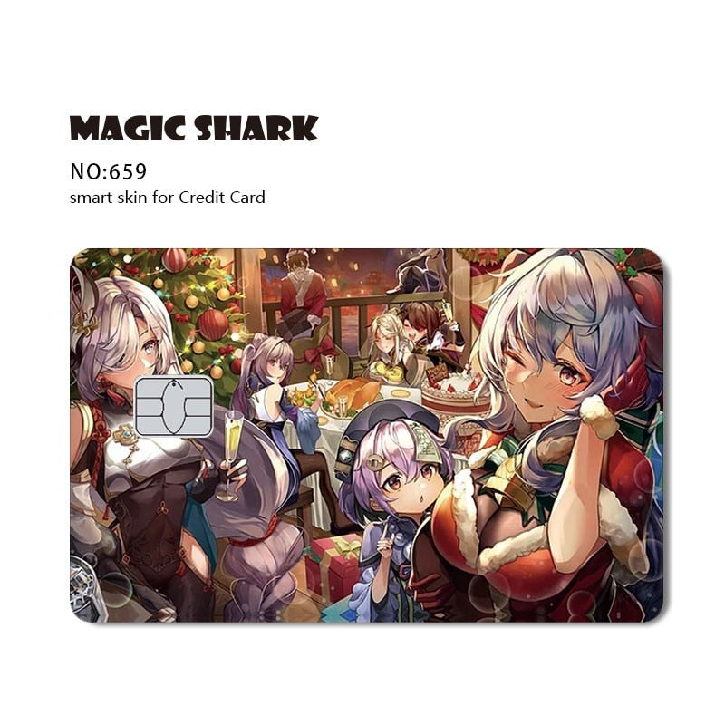 Magic Shark Cool Game Anime Cartoon Matte Film Sticker Skin Film Cover for Big Small No Chip Credit Debit Card Bus Card
