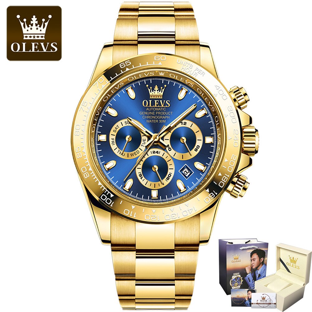 OLEVS Stainless Steel Strap Waterproof Watches for Men Fashion Automatic Mechanical Submariner Full-automatic Men Wristwatch
