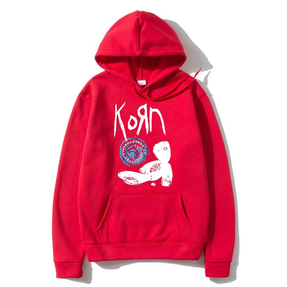 Korn Rock Band Letter Print Hoodie Doll Graphic Hoodies Men Women Hip Hop Oversized Sweatshirt Unisex Cotton Gothic Streetwear
