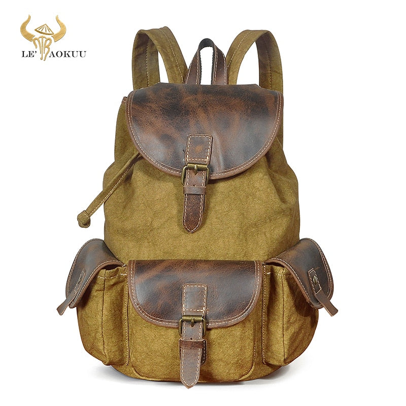 New Design Male Genuine Leather Fashion Heavy Duty Travel School University College Book Laptop Bag Backpack Daypack Men 9950