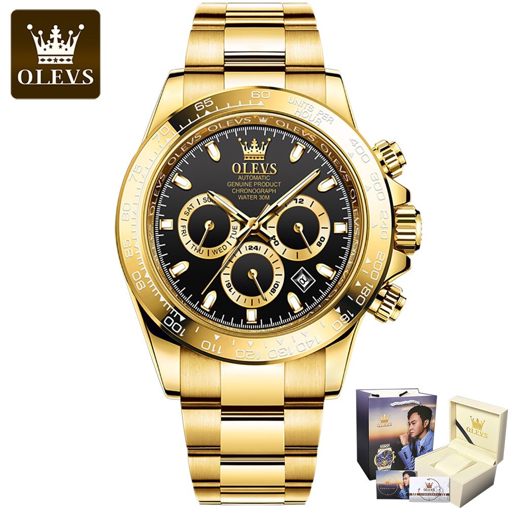 OLEVS Stainless Steel Strap Waterproof Watches for Men Fashion Automatic Mechanical Submariner Full-automatic Men Wristwatch