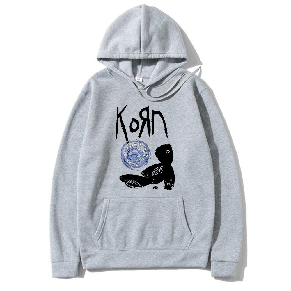 Korn Rock Band Letter Print Hoodie Doll Graphic Hoodies Men Women Hip Hop Oversized Sweatshirt Unisex Cotton Gothic Streetwear