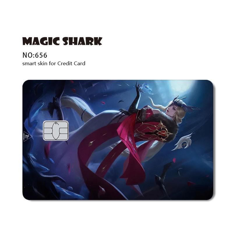 Magic Shark Cool Game Anime Cartoon Matte Film Sticker Skin Film Cover for Big Small No Chip Credit Debit Card Bus Card