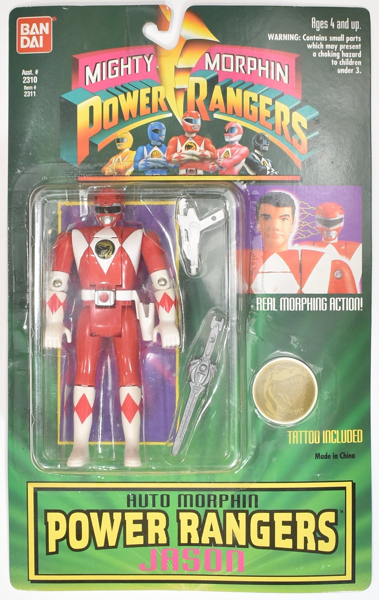 Power Rangers Auto Morphin Jason Red Ranger 1994 Flip Head Action Figure