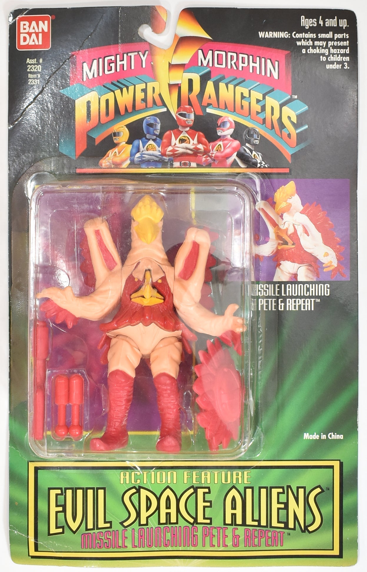 Power Rangers Evil Space Aliens Missile Launching Pete & Repeat 1994 DAN DAI