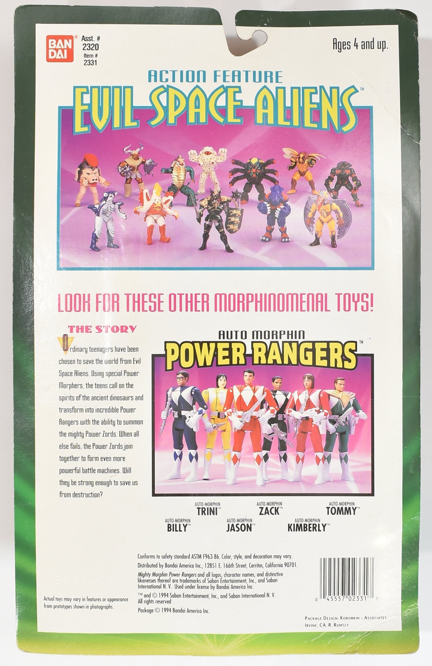 Power Rangers Evil Space Aliens Missile Launching Pete & Repeat 1994 DAN DAI