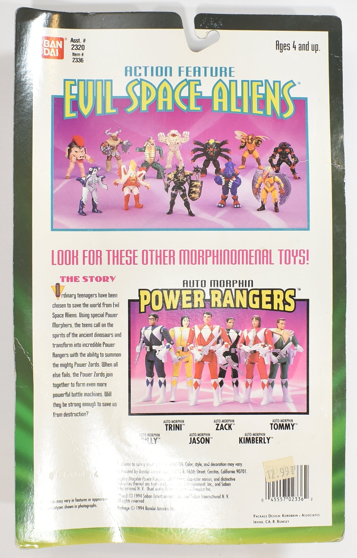 Power Rangers Evil Space Aliens Killer Bite Slippery Shark 1994 BAN DAI Action F