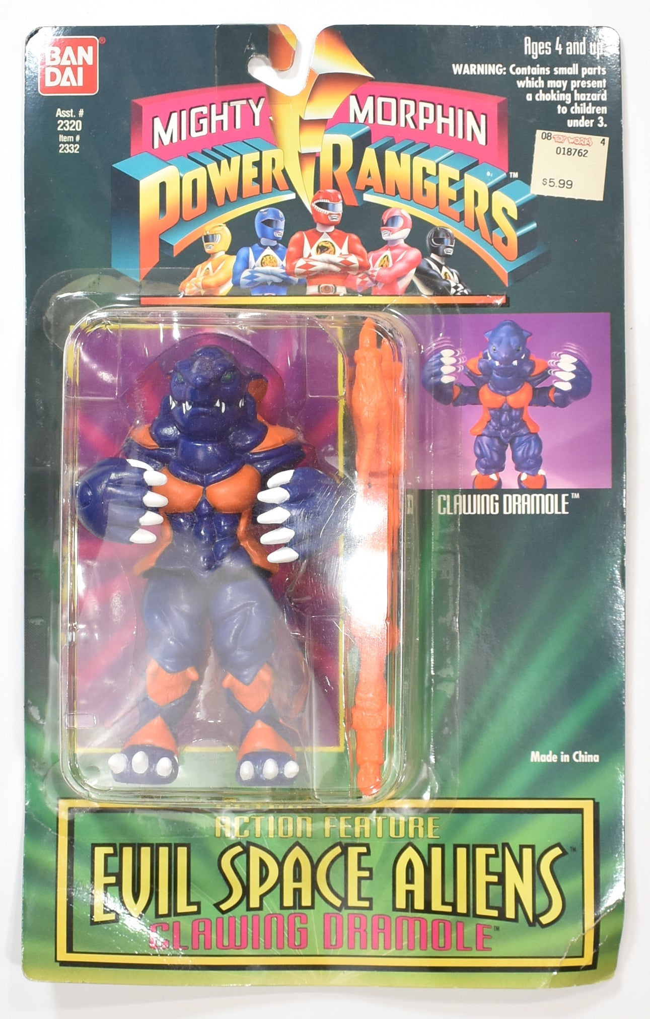 Power Rangers Evil Space Aliens Clawing Dramole 1994 Action Figure