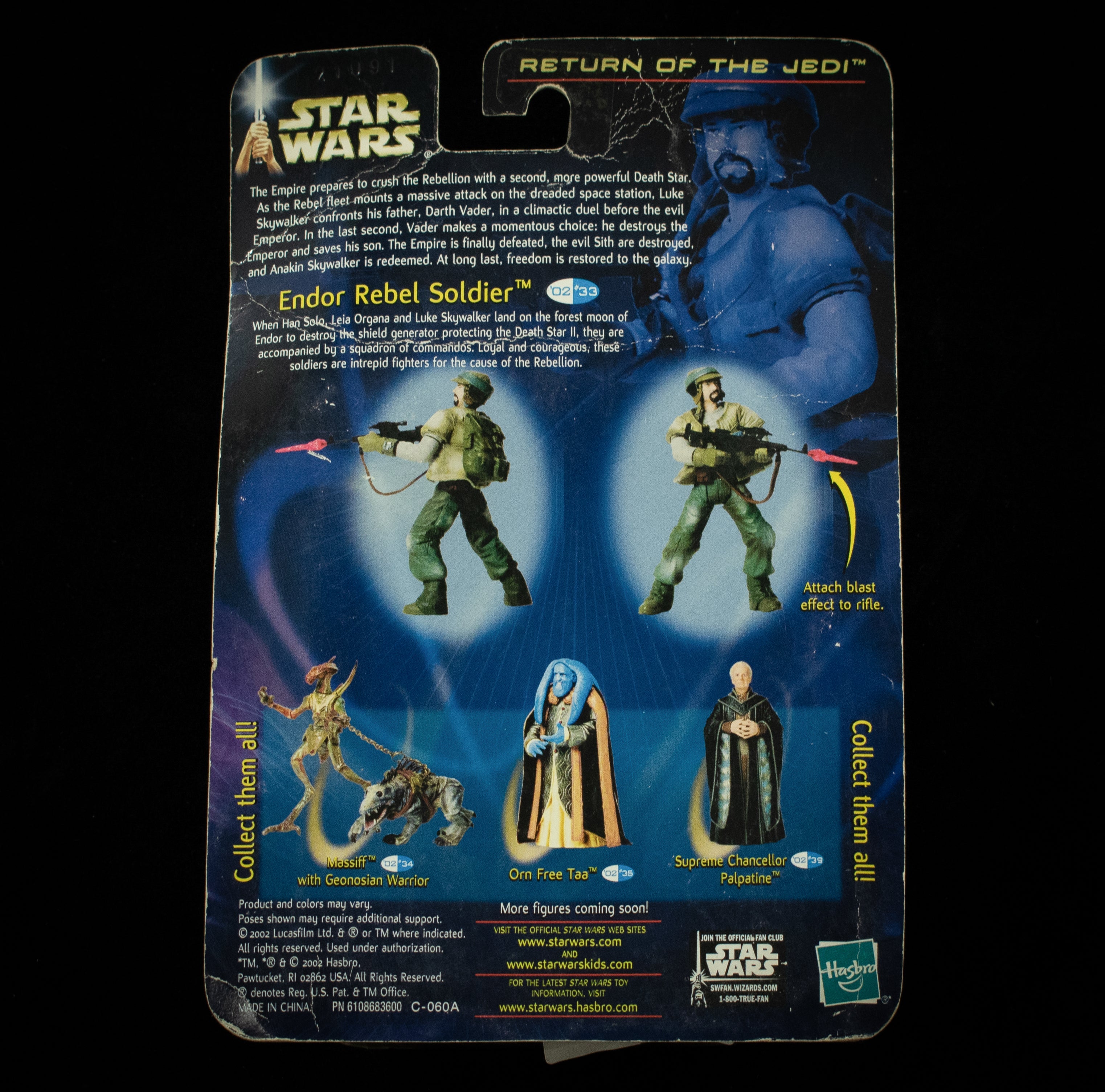 Endor Rebel Soldier Return of the Jedi Star Wars Action Figure Hasbro 2002