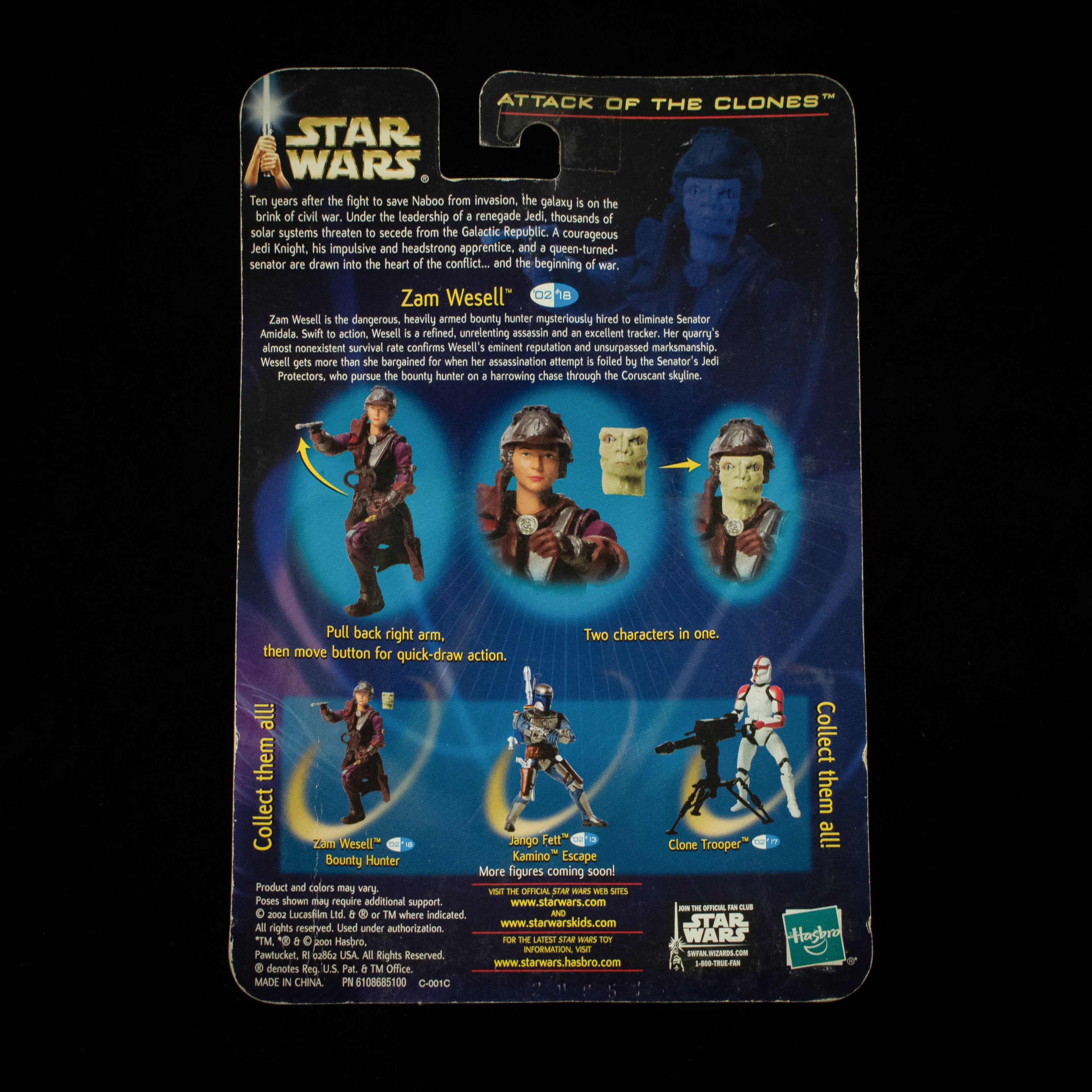 Zam Wesell Bounty Hunter Attack of the Clones Face Reveal mask Star Wars