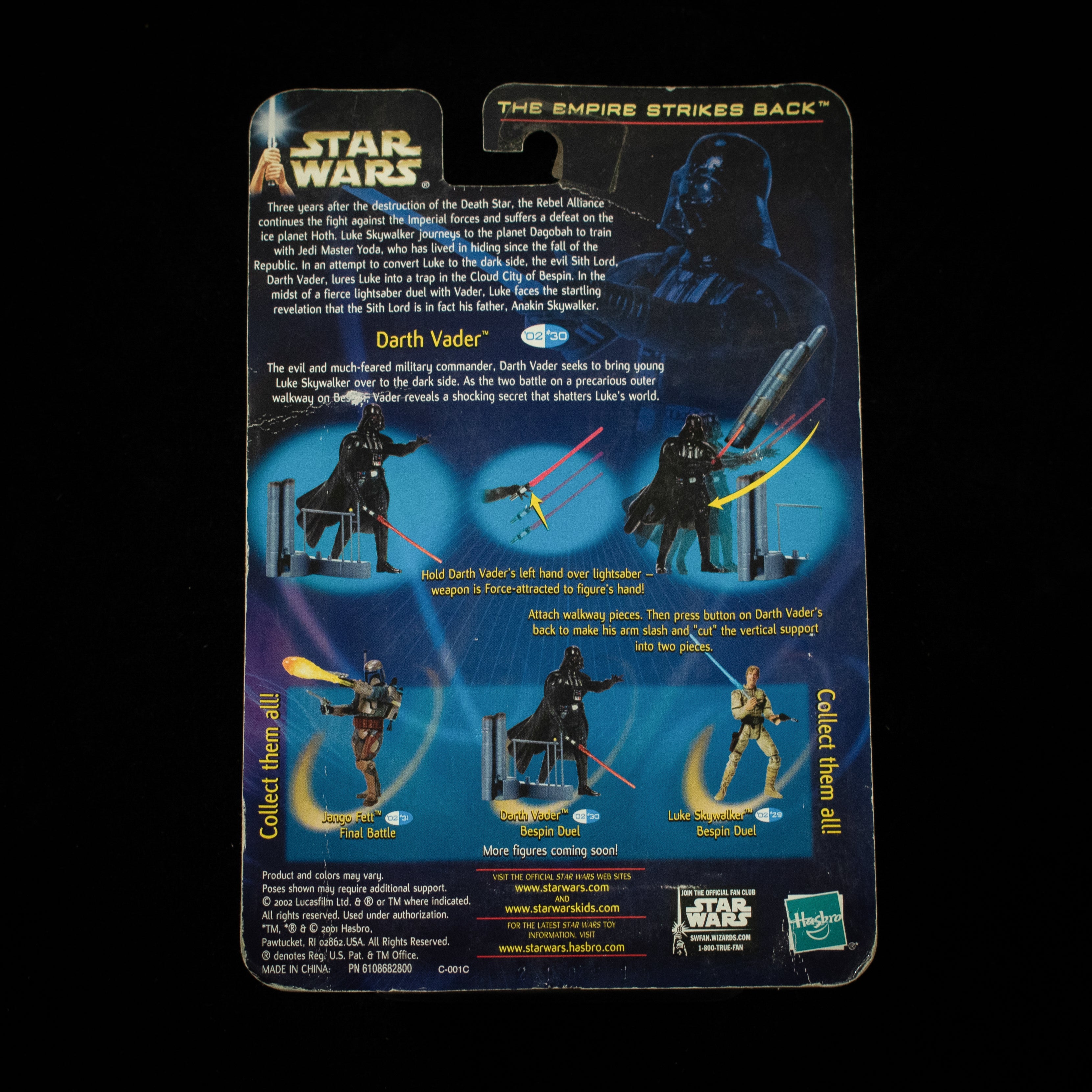The Empire Strikes back Darth Vader Bespin Duel 2002 Hasbro Star Wars Action Fig