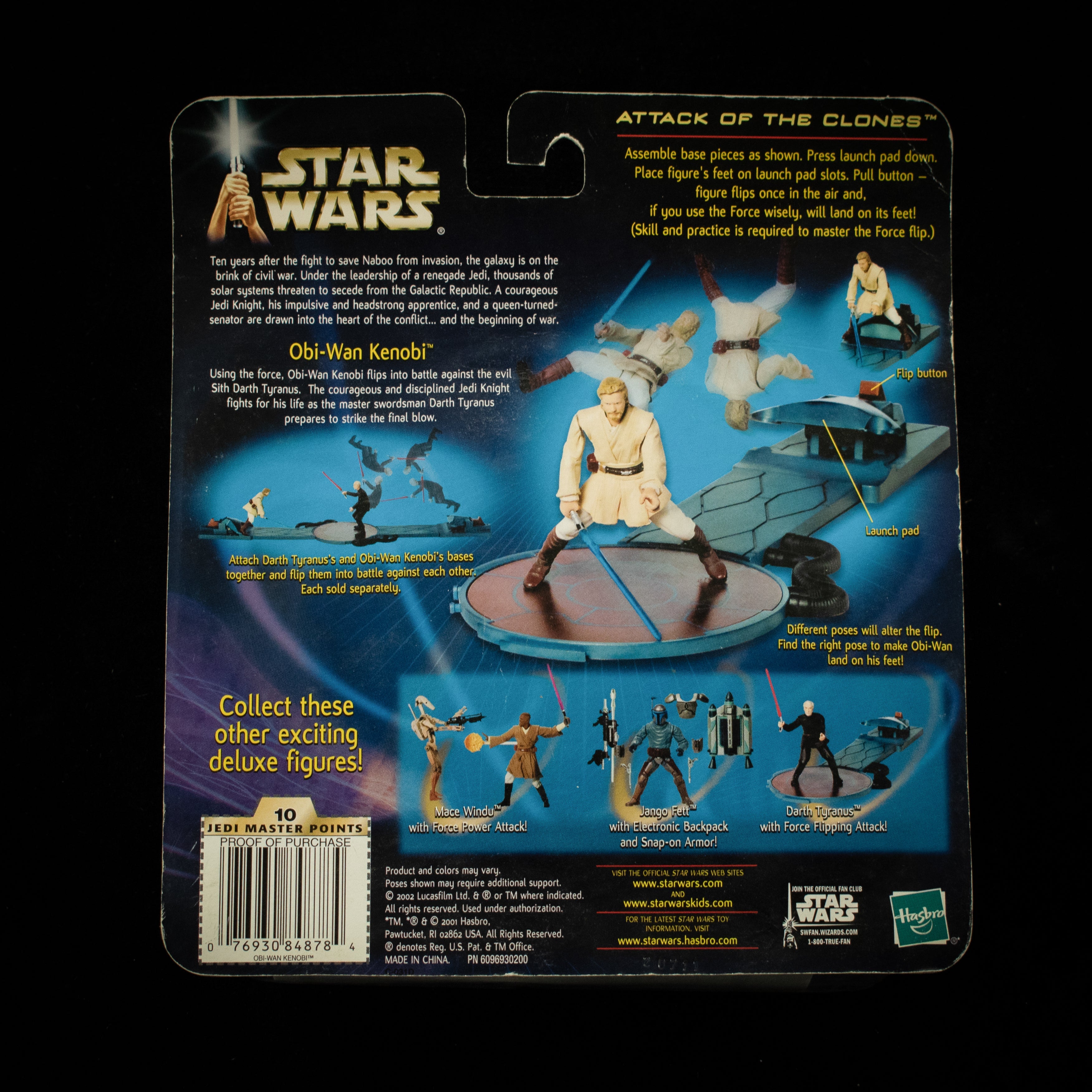 Obi-Wan Kenobi Force Flipping Attack Action Figure Hasbro 2002