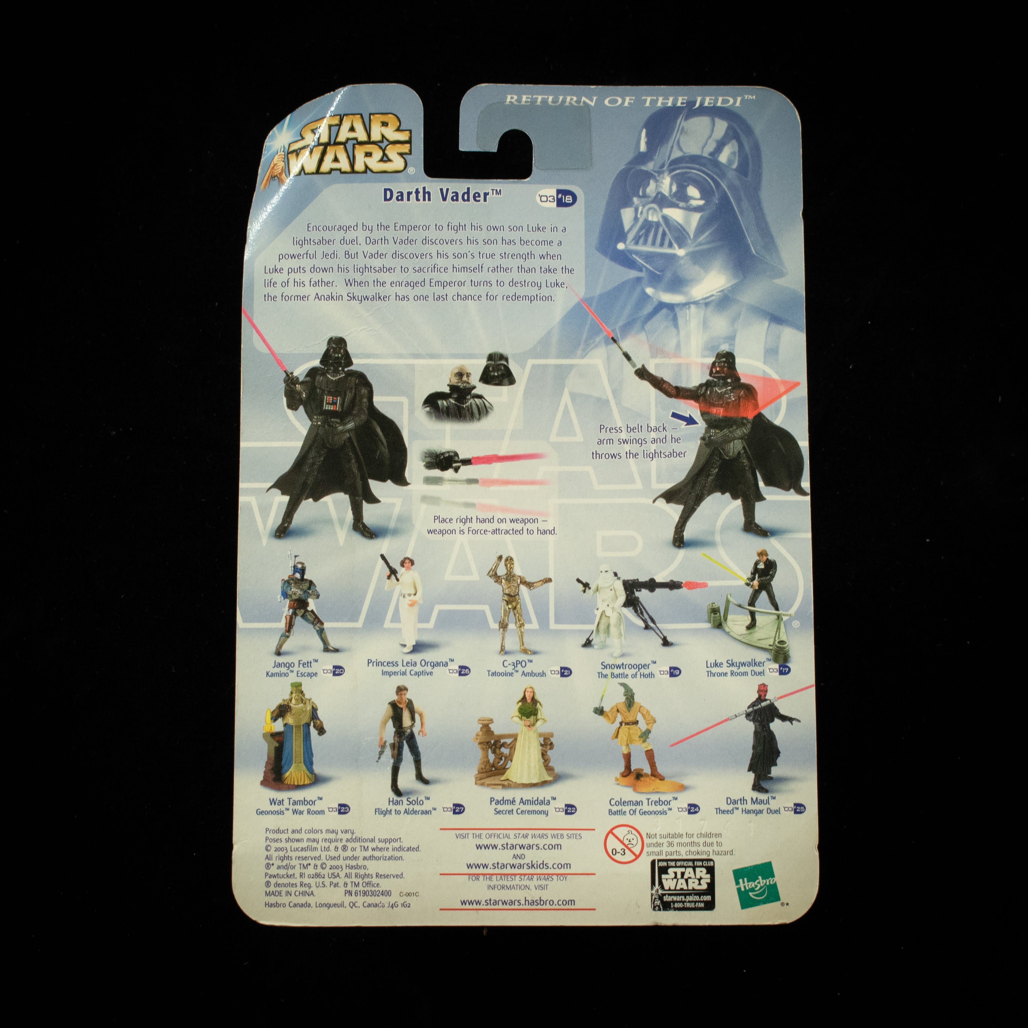 Darth Vader Throne Room Duel Action Figure Return of the Jedi Saga 2003