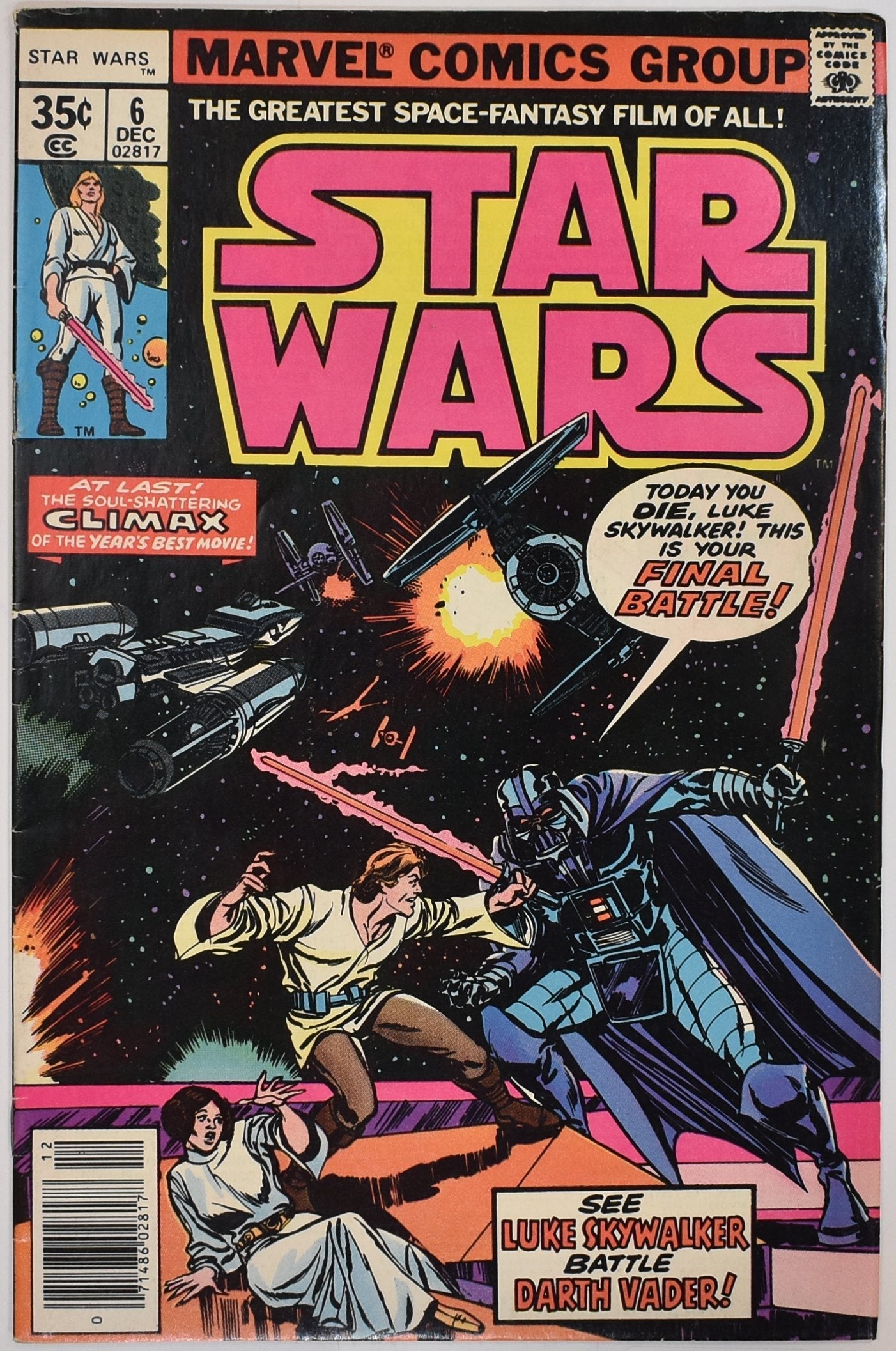 Star Wars Comic Book 6 Dec 1977 Marvel Comics Group 02817