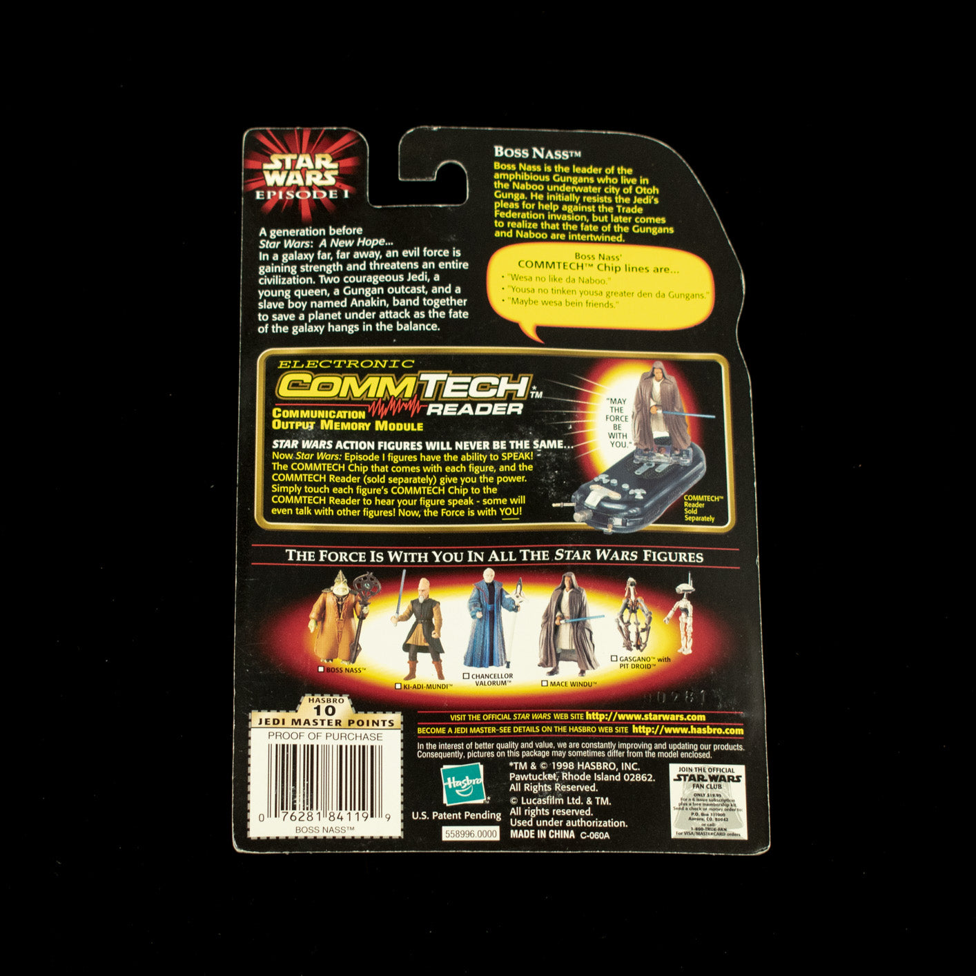 Star Wars Episode 1 Action Figure Boss Nass Gungan Staff Hasbro 1999