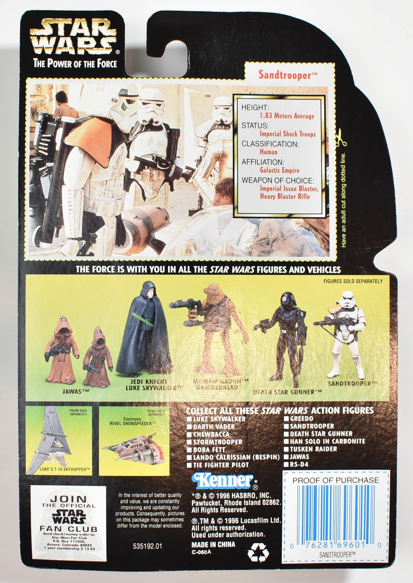 Star Wars Power of the Force Green Card Storm Trooper Desert Kenner 1996