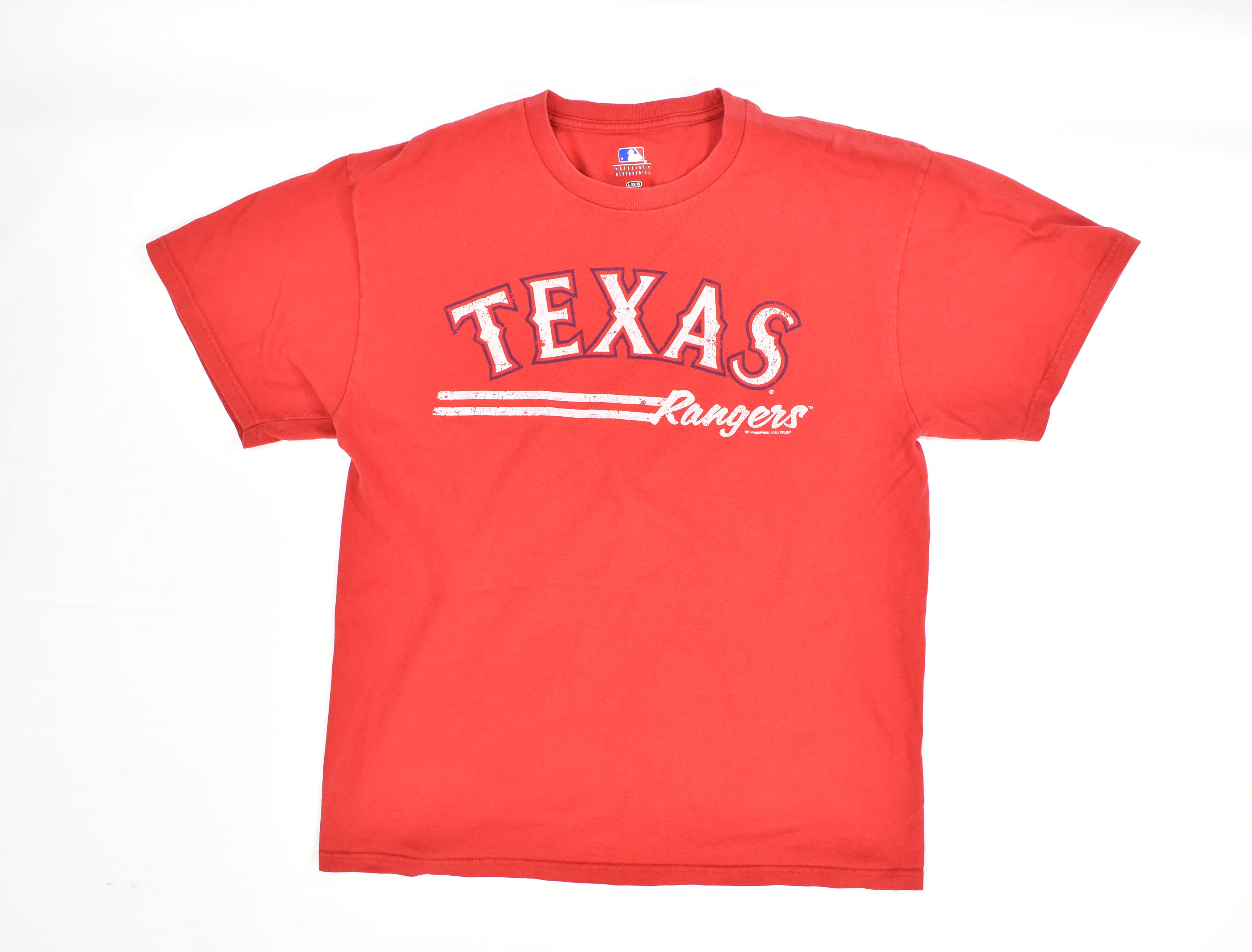 Texas Rangers Baseball T shirt mens Large Red tee MLB Majestic Used