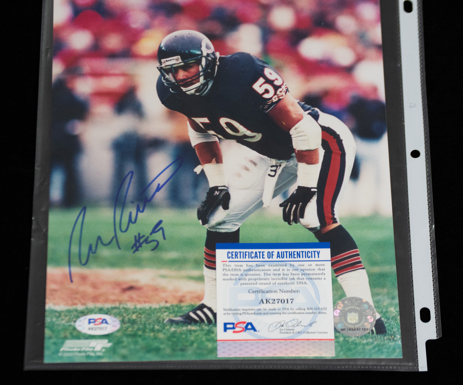 Ron Rivera Chicago Bears NFL Football #59 - Autograph PSA/DNA 8x10 Photo