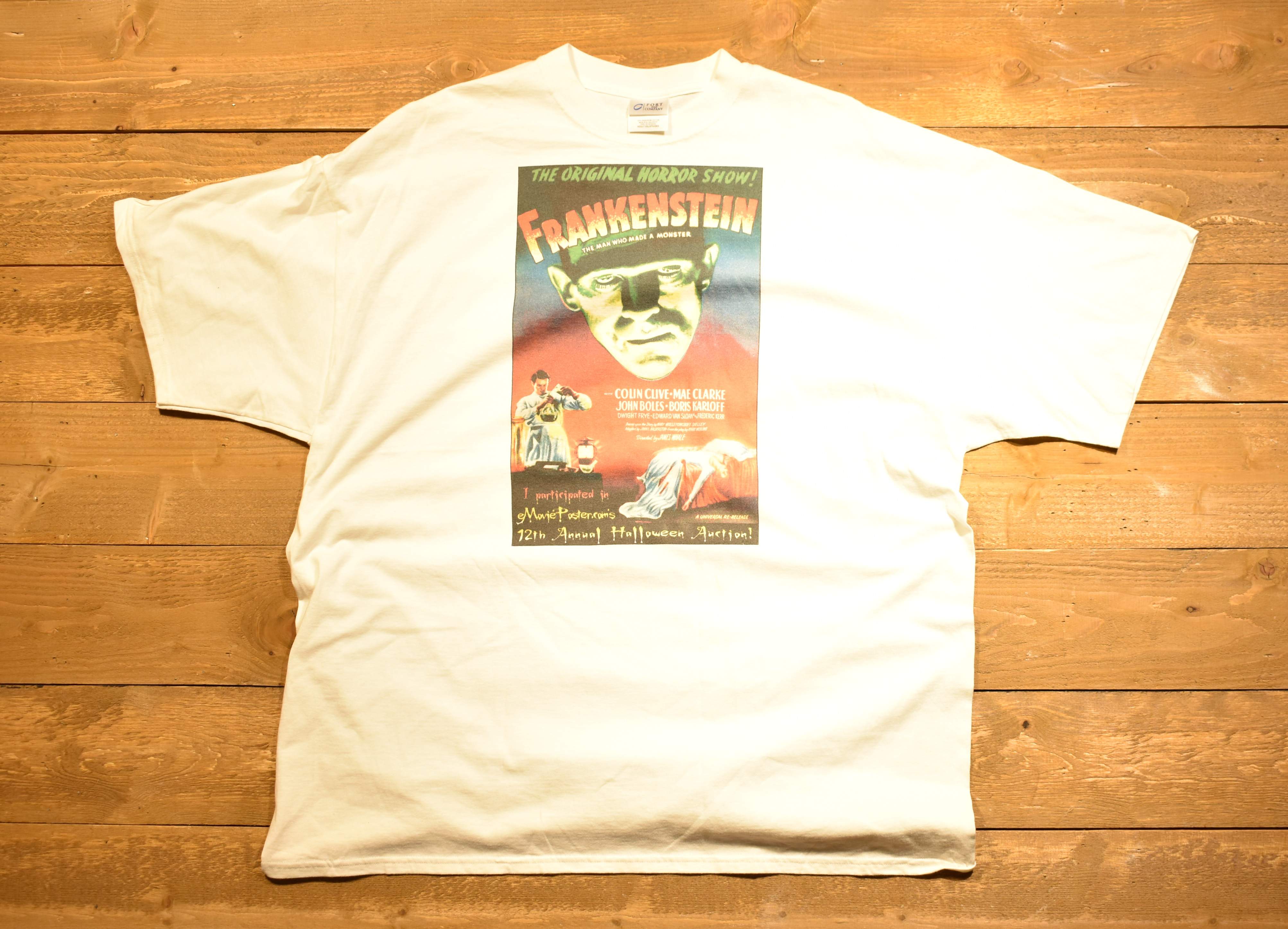 Frankenstein men's T-shirt white horror show two XL used