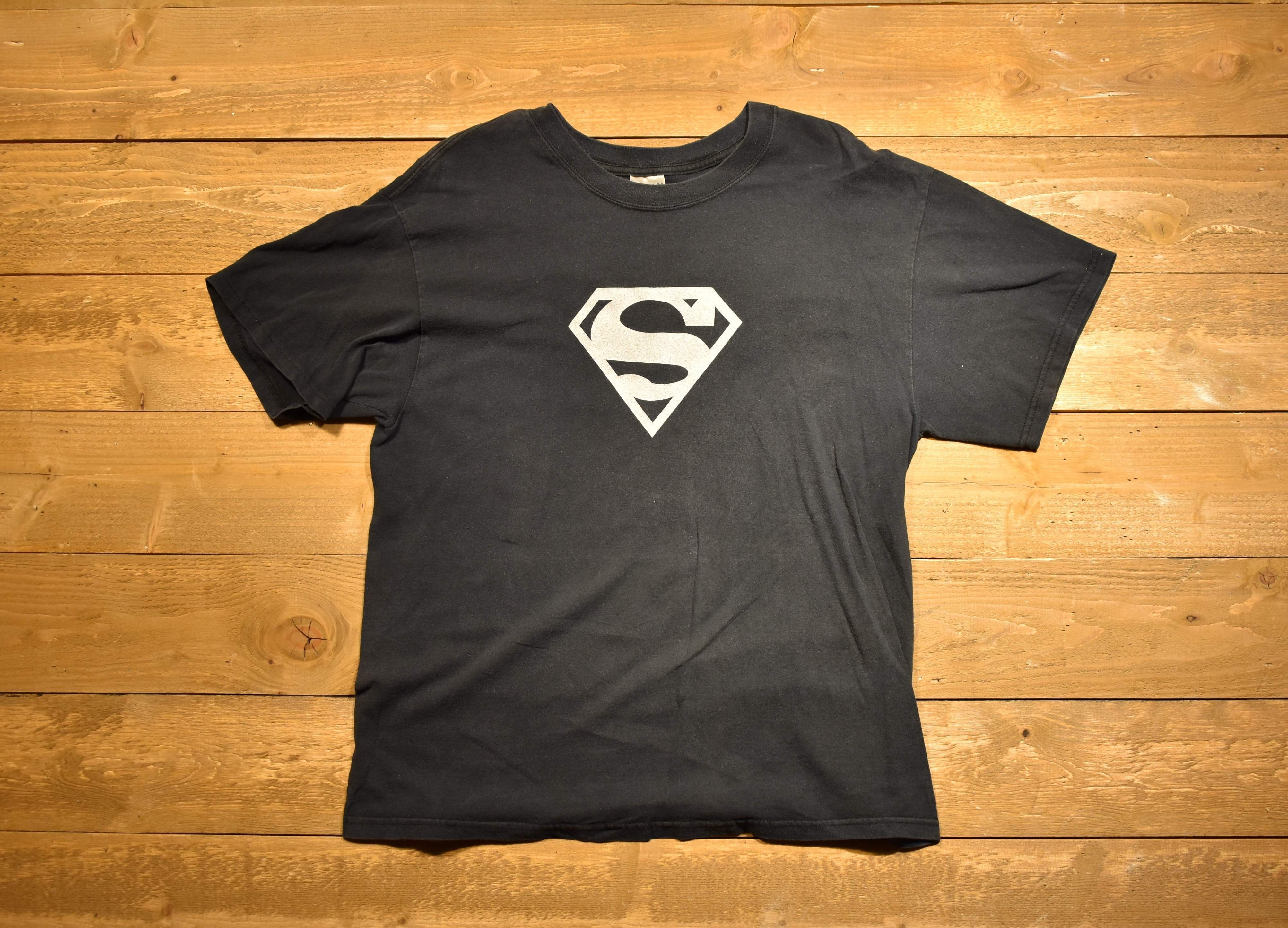 Superman T-shirt large men's vintage used black
