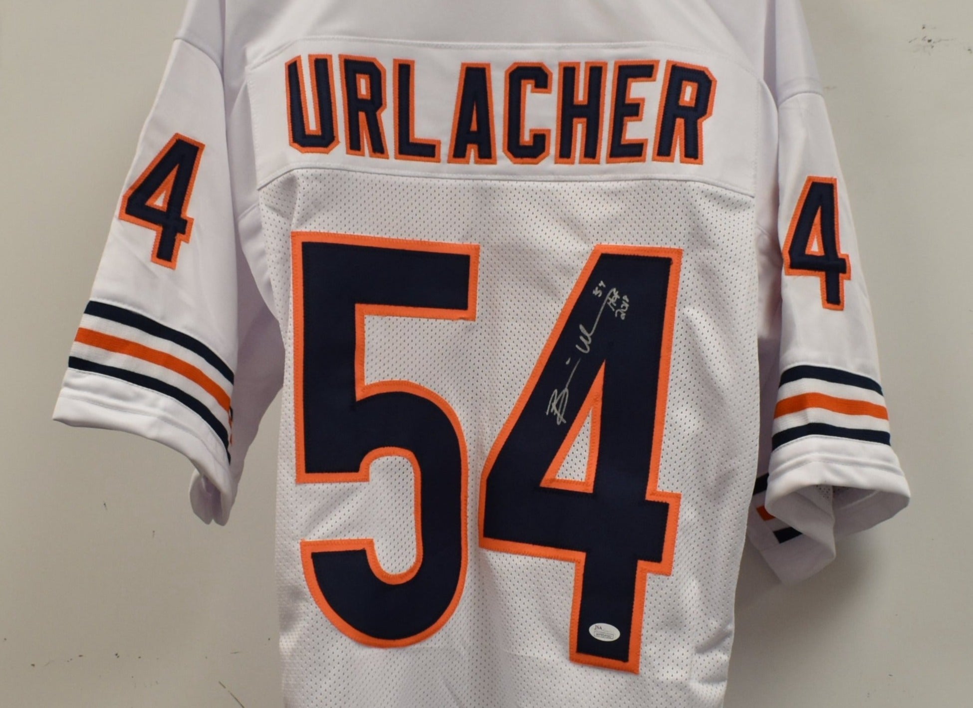 Brian Urlacher CHICAGO BEARS HOF SIGNED White Jersey WITNESS COA
