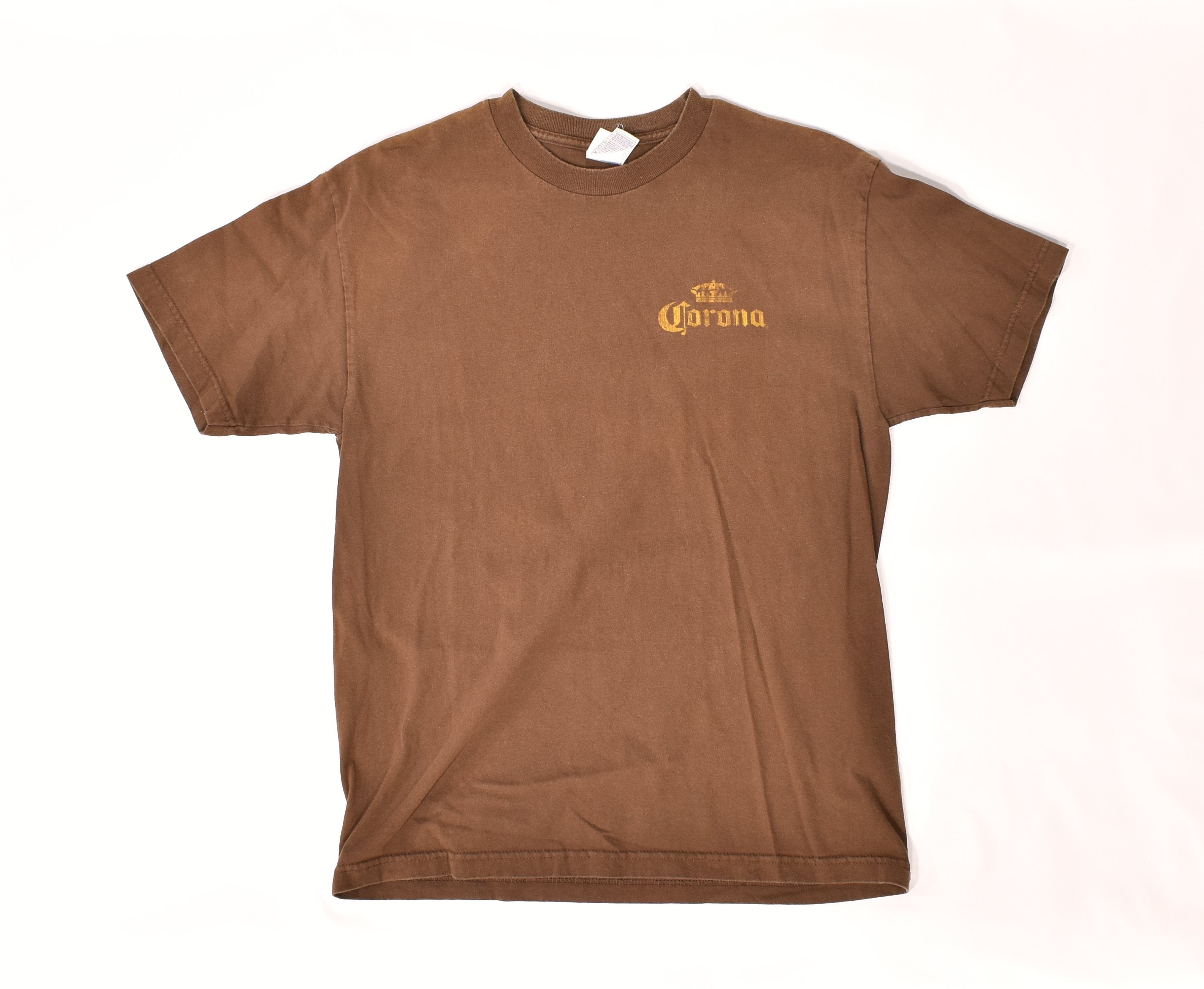 Carona Beer T shirt Large mens Used Brown