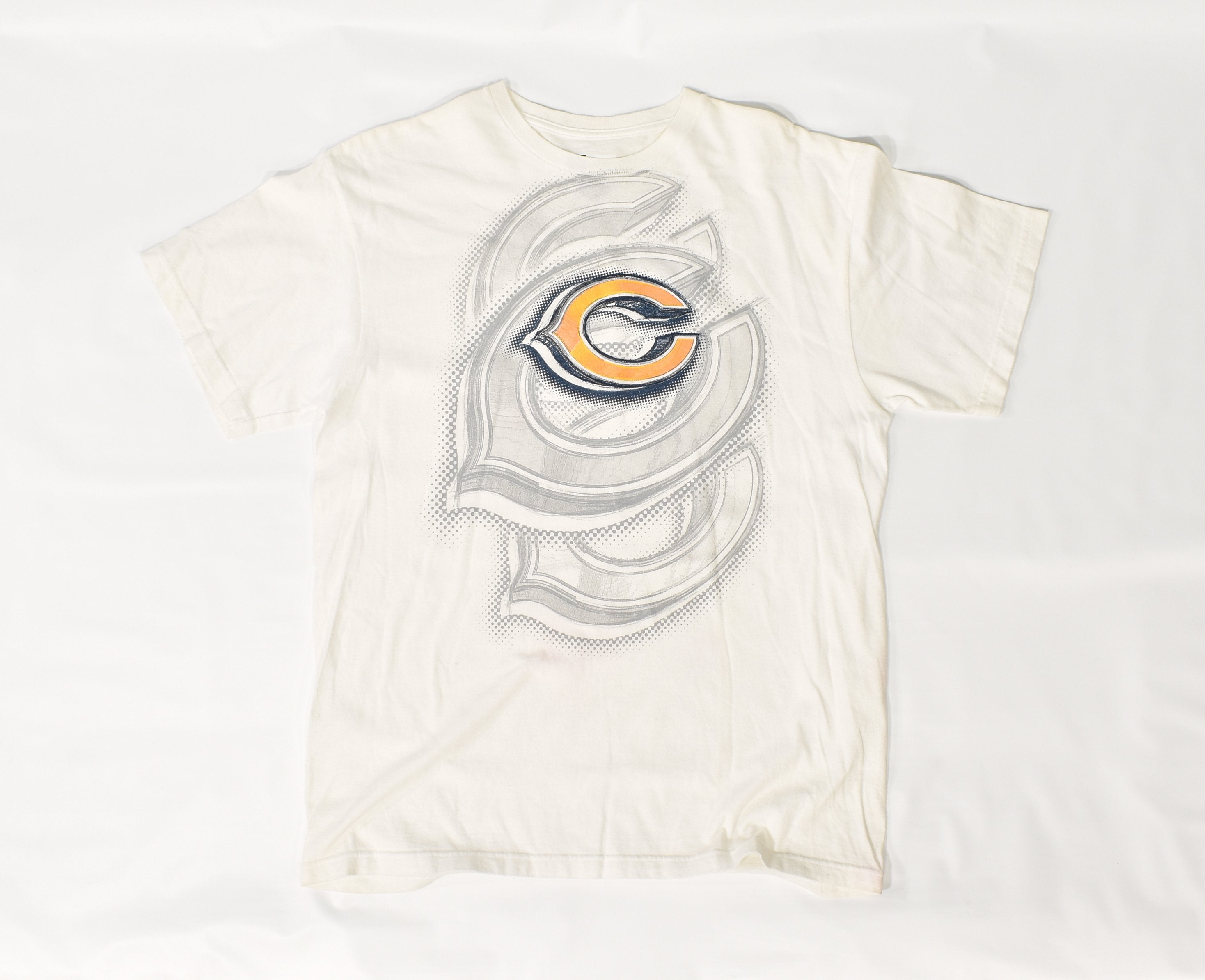 Chicago Bears White t shirt Large NFL Football Used