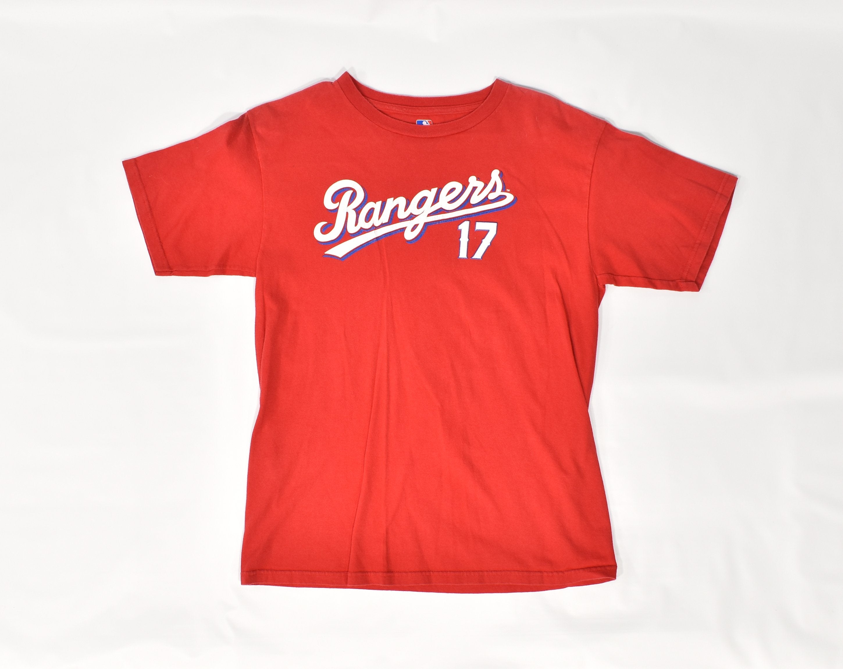 Texas Rangers mens t shirt Red 17 Used XL Cruz YOUTH !