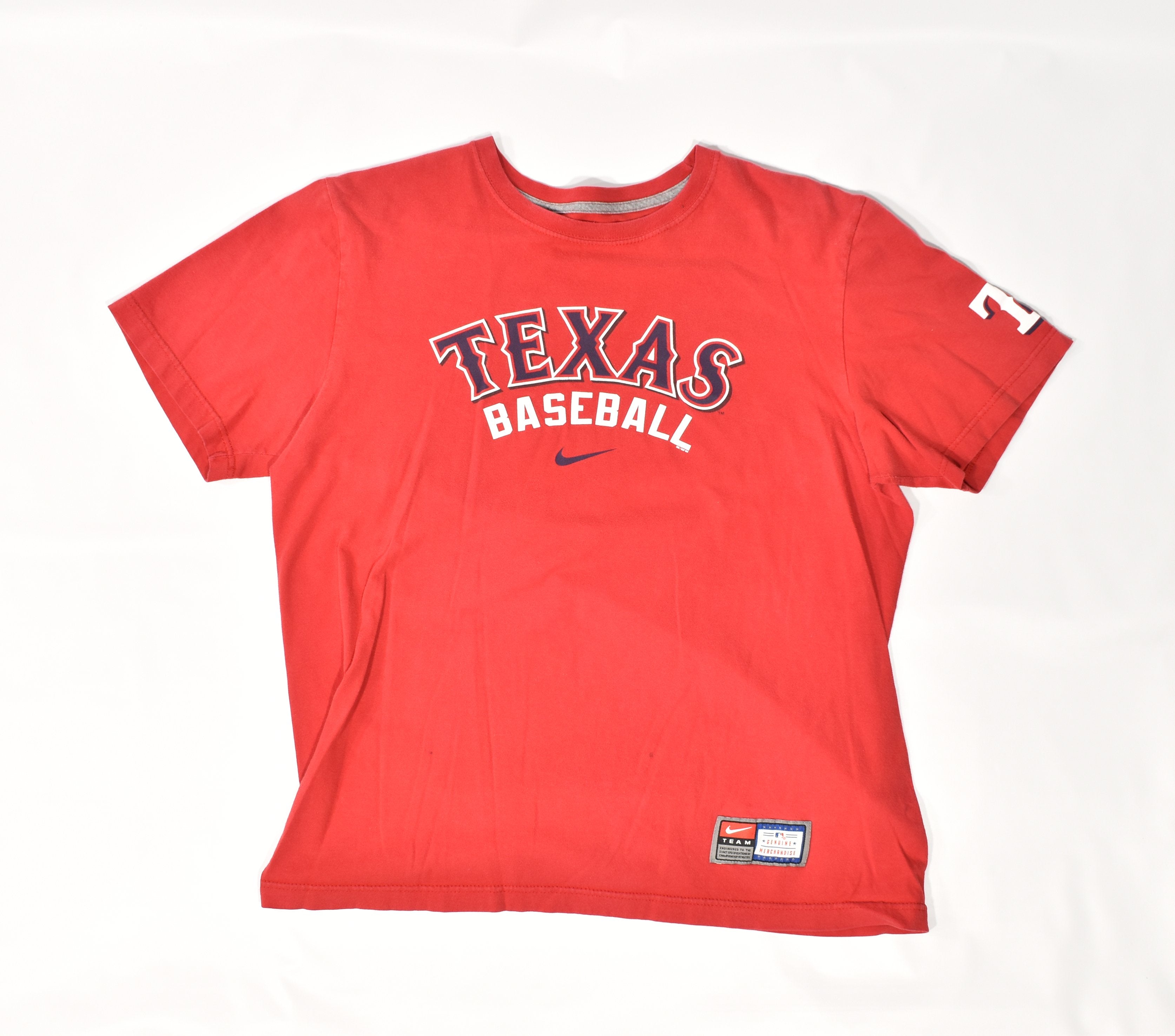 Texas Rangers mens t shirt Large Nike MLB Baseball used Red