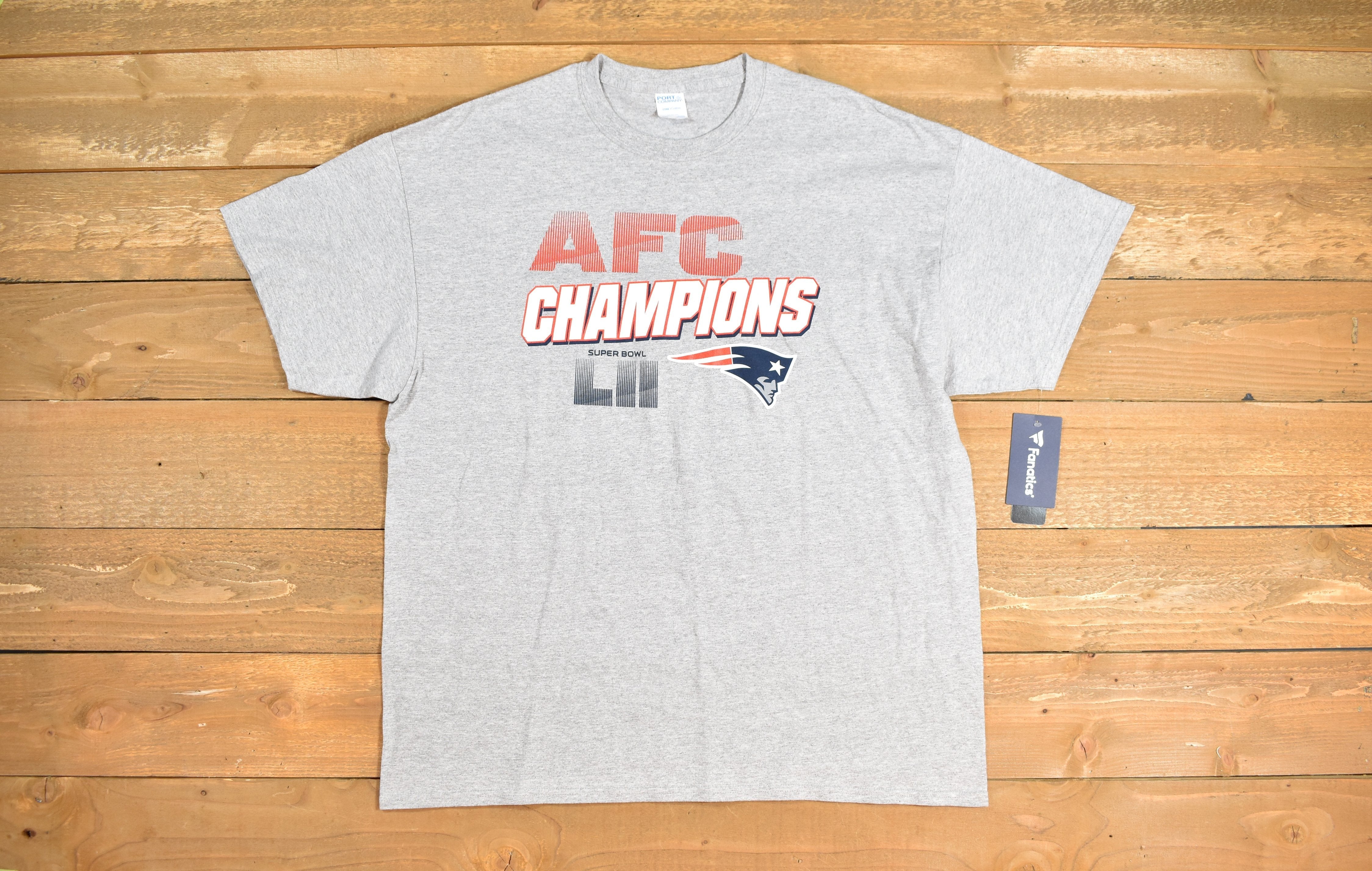 New England patriots mens t shirt grey AFC Champions NFL 2XL - NEW