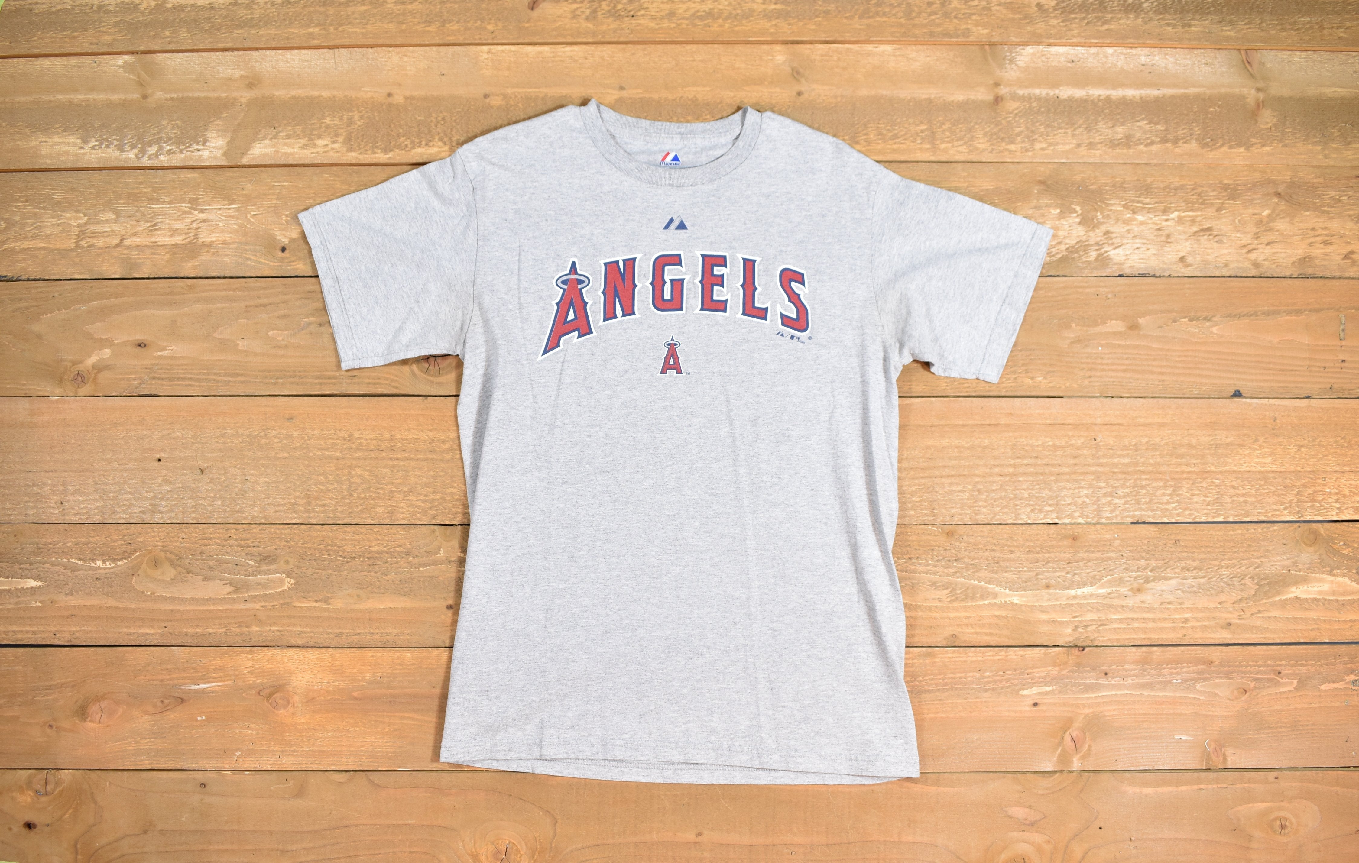 Angels Mens t shirt Grey used Majestic Medium Baseball Shirt