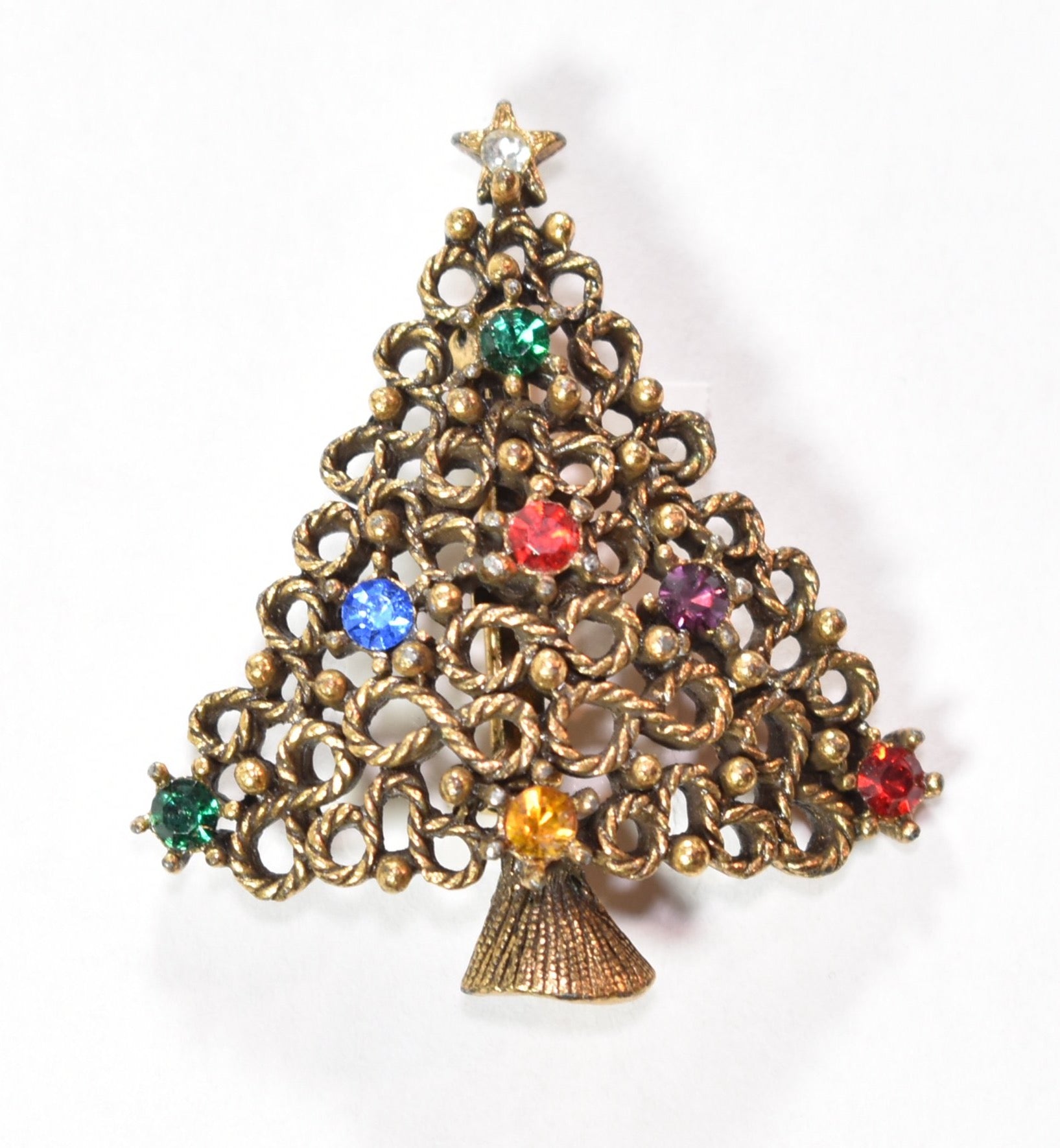 JJ Brooch Pin Christmas Holiday sweater pin used Christmas tree