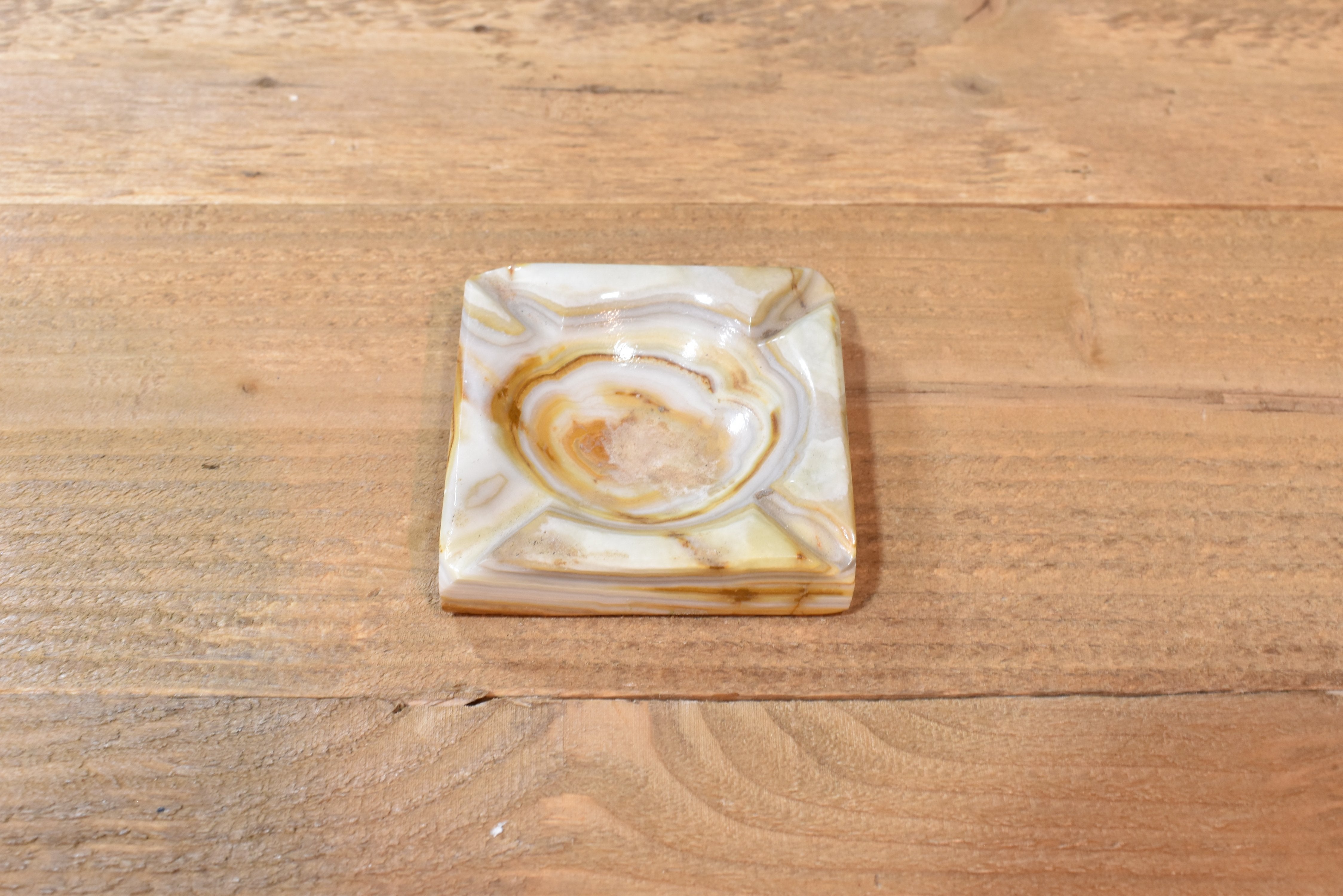 Vintage Stone ash tray small heavy 3 inch used piece VERY NICE