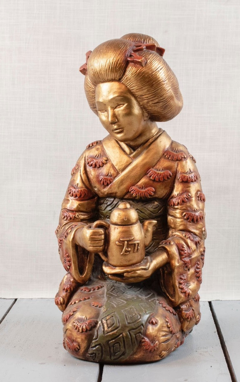 Japanese Statue Vintage Collectible Item Golden Asian Lady 1955
