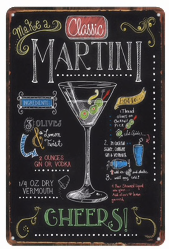 Metal Bar Sign Martini