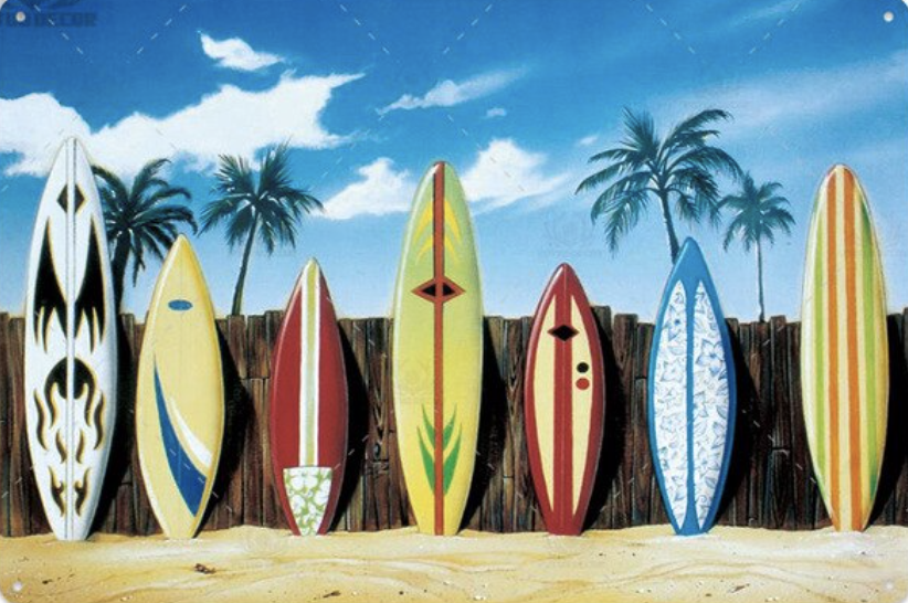 Metal Bar Sign Surf Boards
