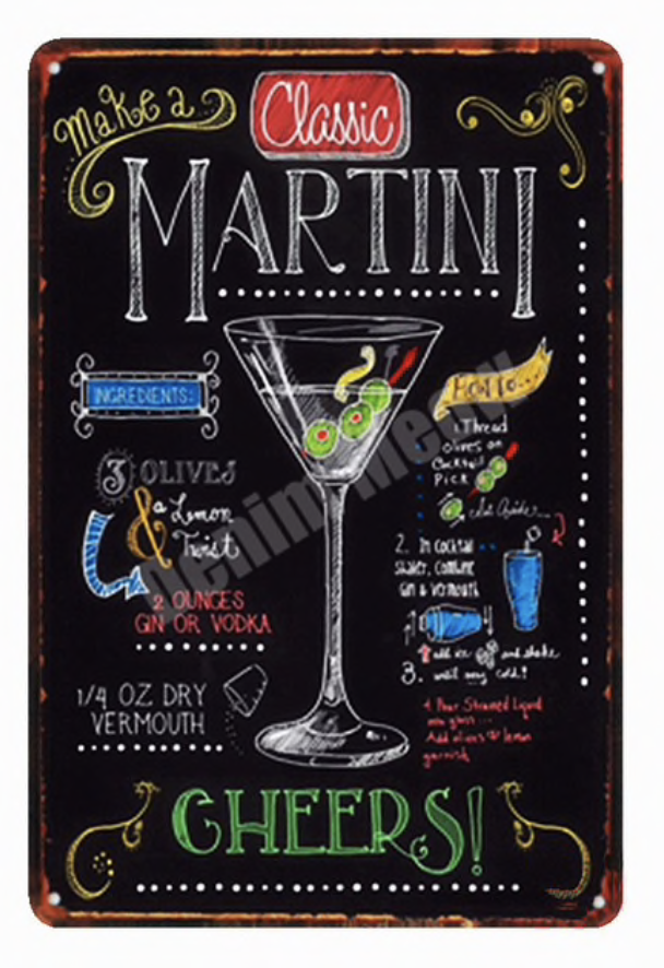 Metal Bar SignMartini Cheers