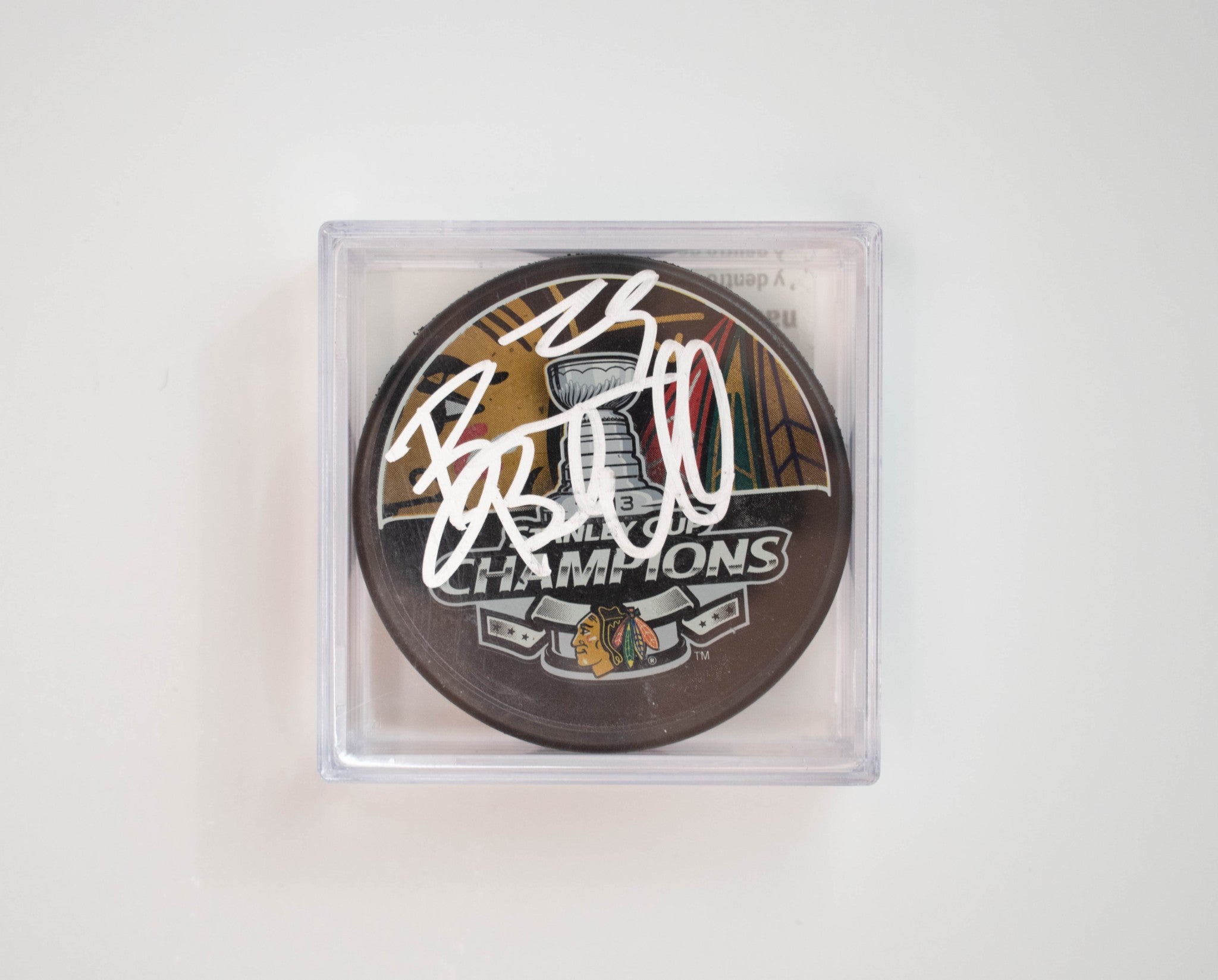 Hockey Puck Bryan Bickell Chicago Black Hawks Signed W COA