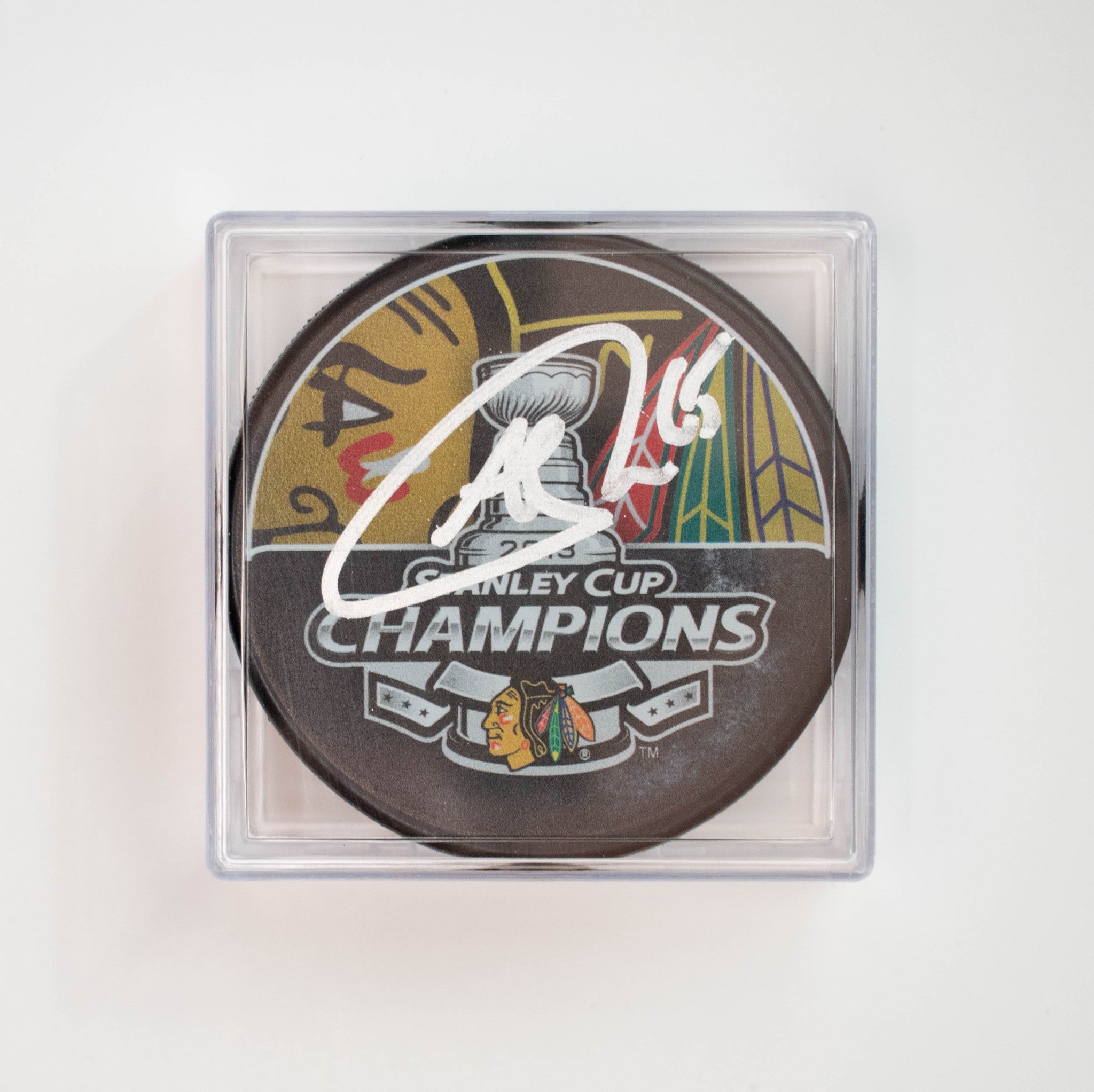 Hockey Puck Andrew Shaw Chicago Black Hawks Signed W COA