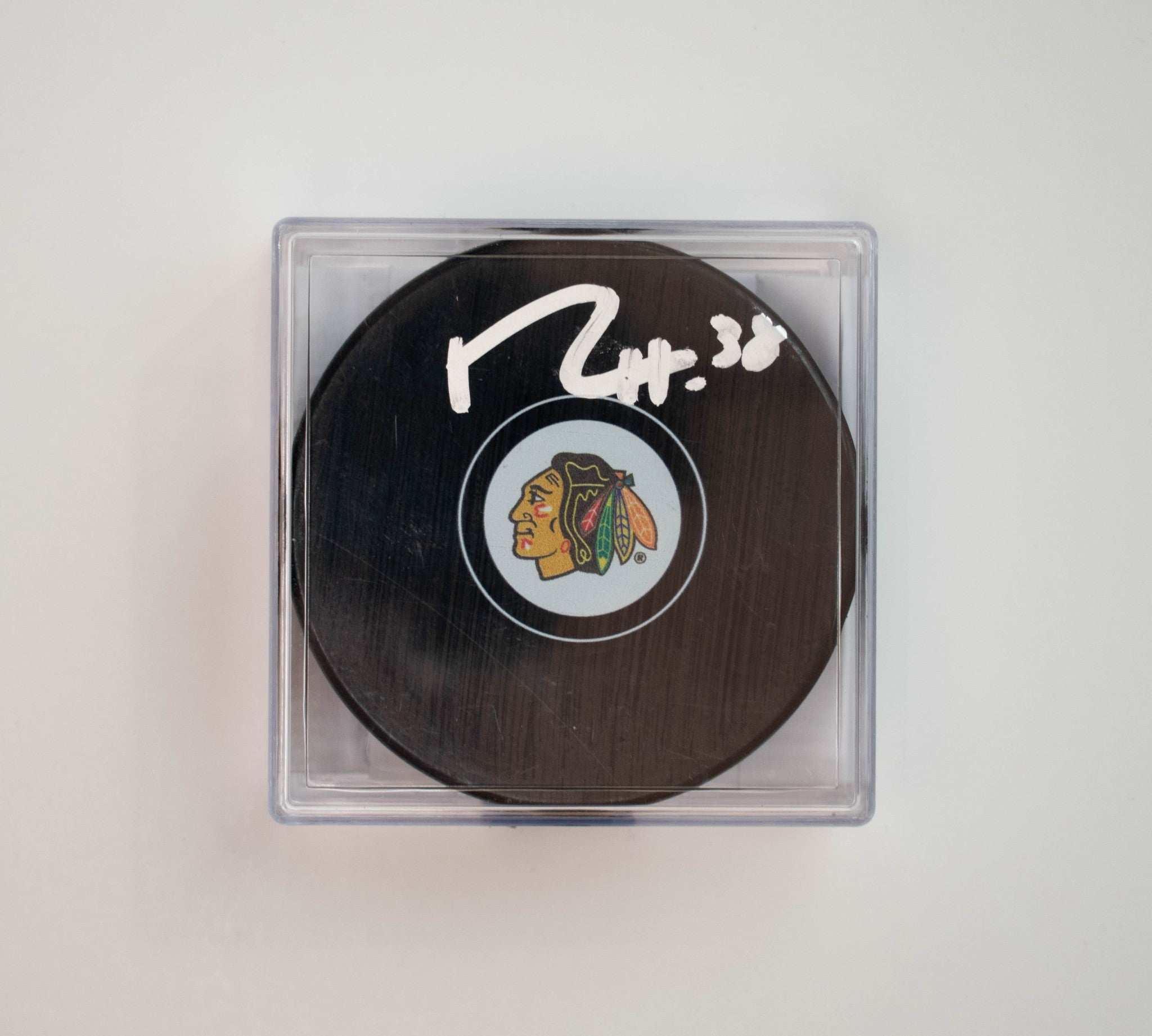 Hockey Puck Ryan Hartman Chicago Blackhawks Signed W COA #38