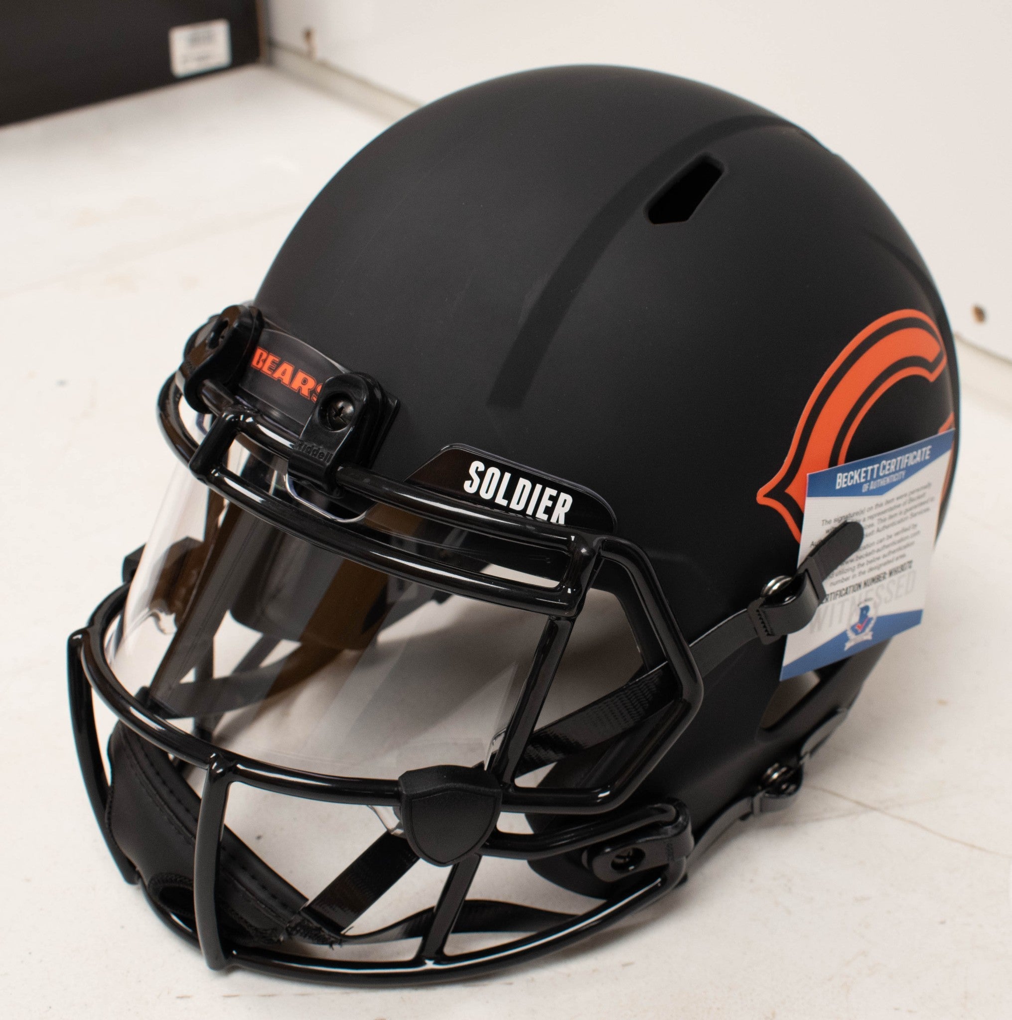 David Montgomery Signed Chicago Bears Full Size Helmet Black COA Beckett
