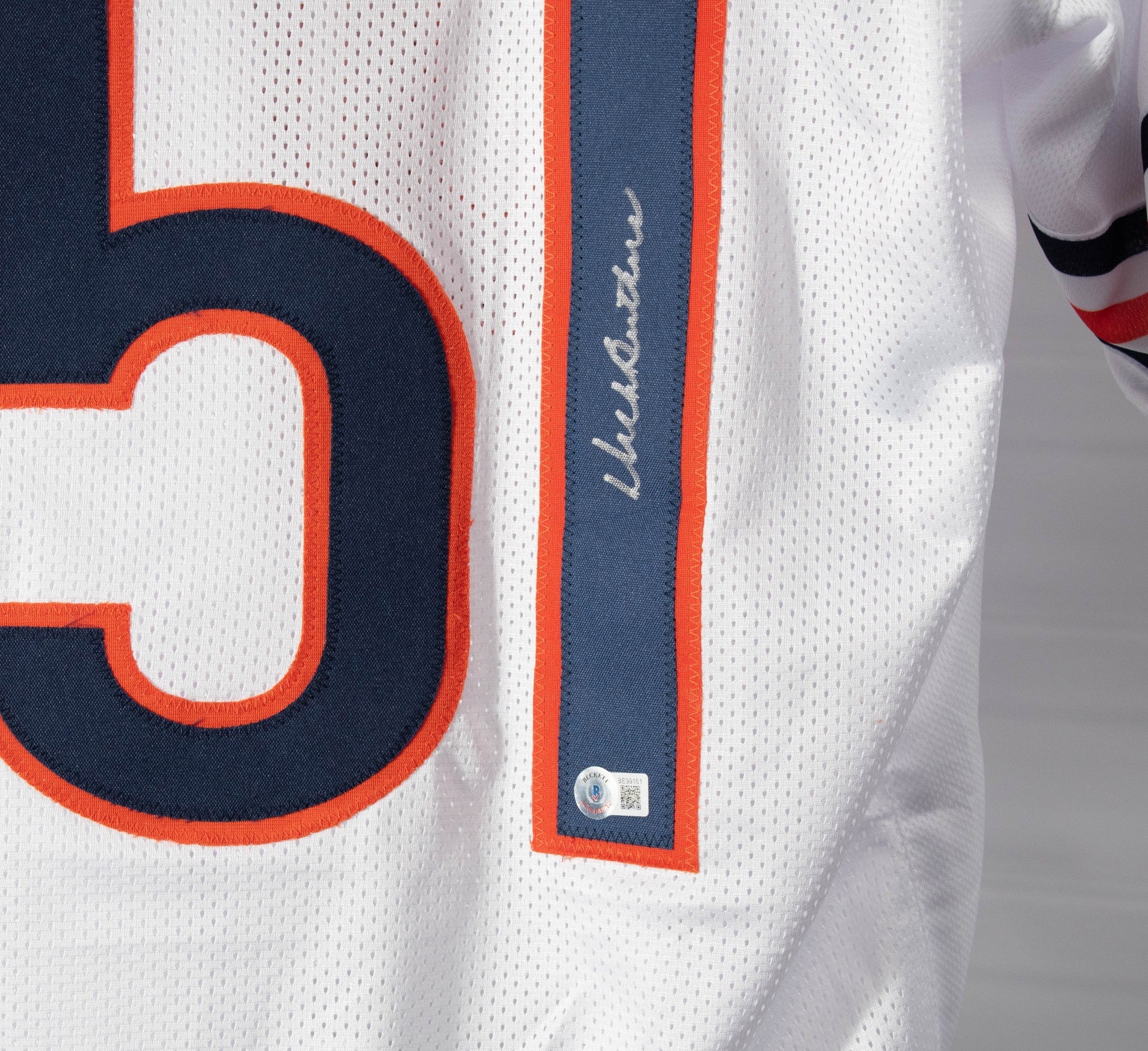 Dick Butkus 50 CHICAGO BEARS 55 SIGNED White Jersey WITNESS COA