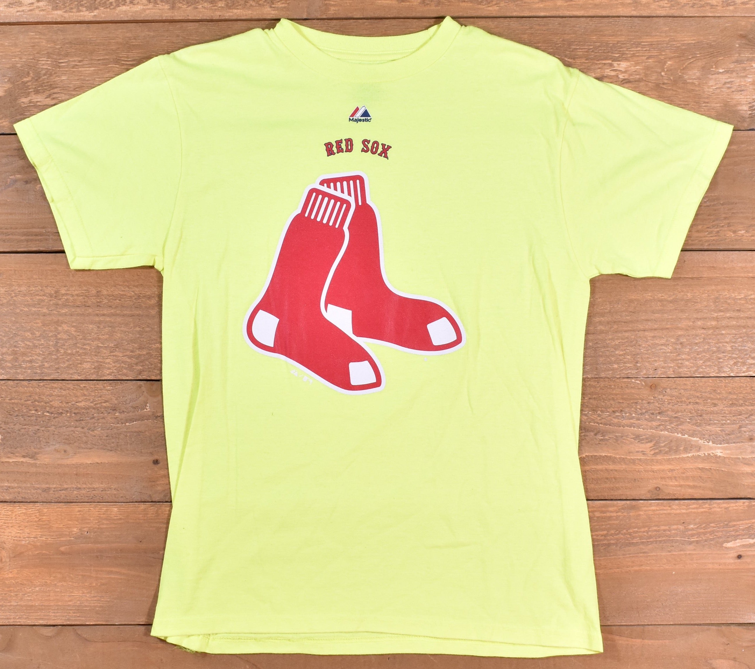 Red Sox Medium t shirt Neon green MLB Baseball Shirt Used
