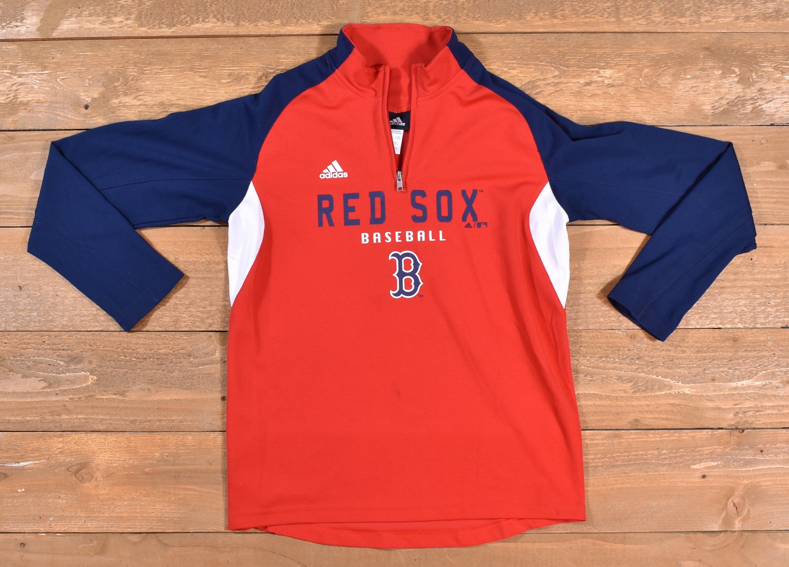 Red Sox Baseball Long Sleeve Large Used Pull over half Zip Adidas Branded
