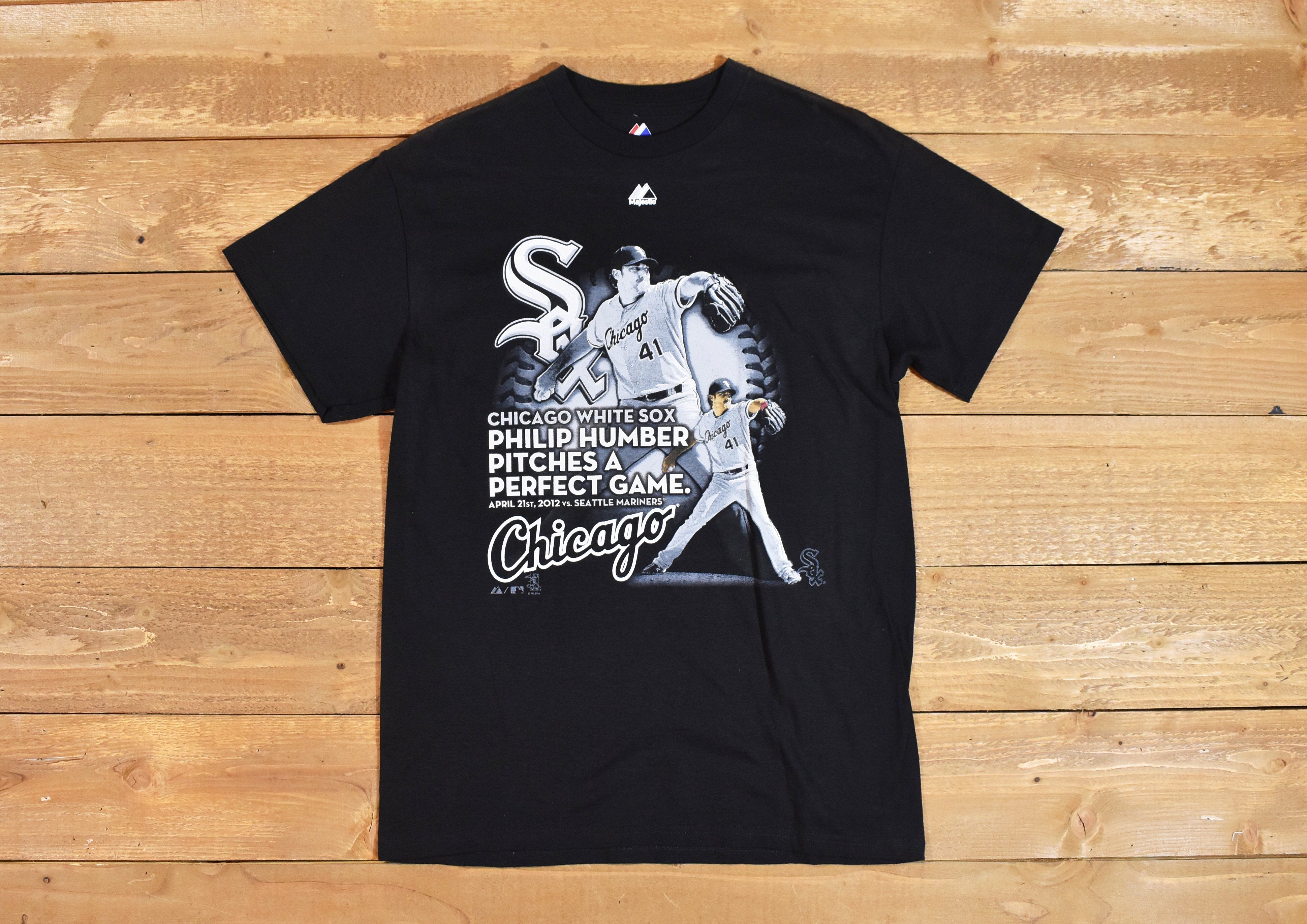 White Socks MLB Baseball t shirt Medium Used tee Faded Majestic