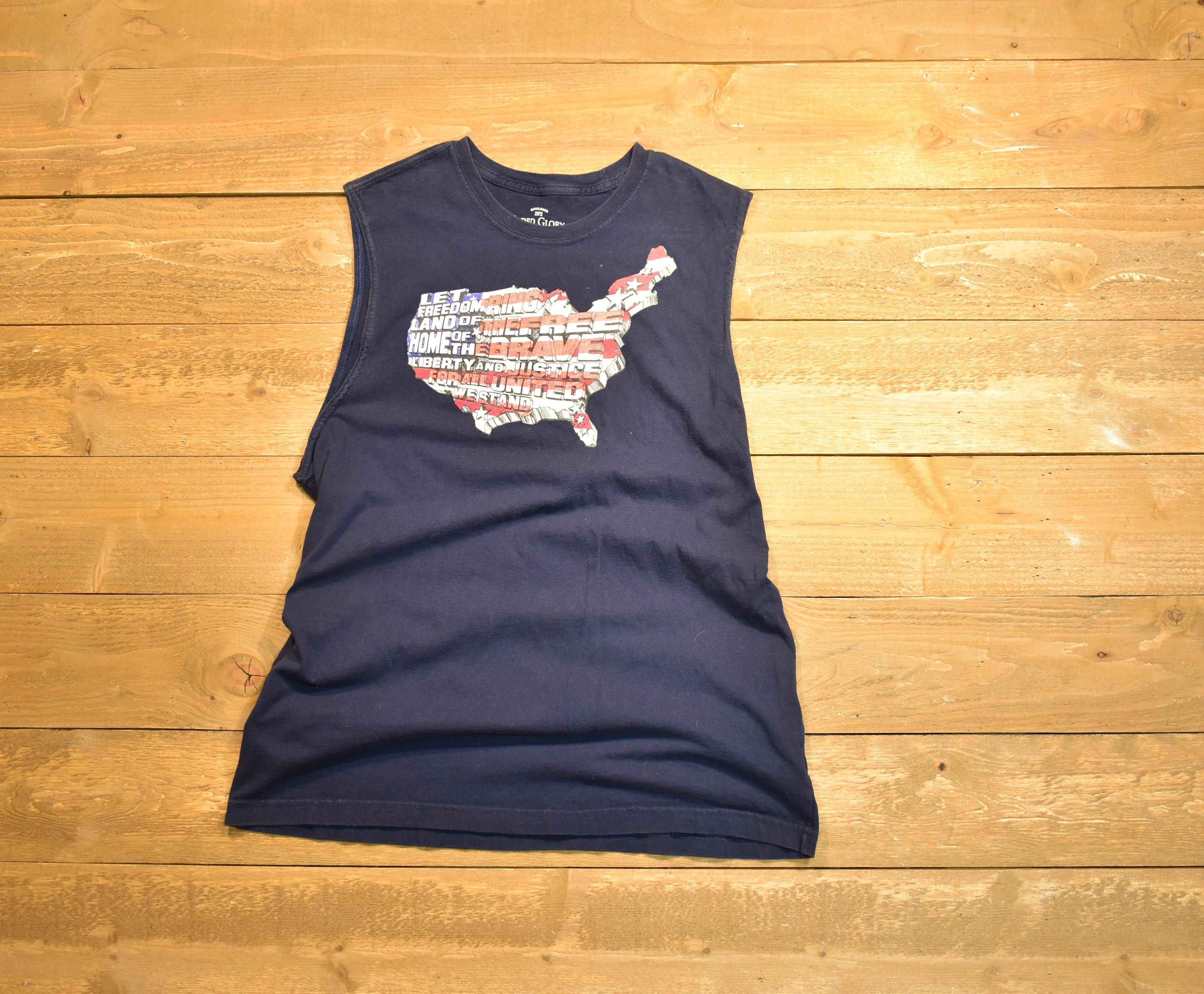 Faded glory large men's T-shirt cut off let freedom ring used