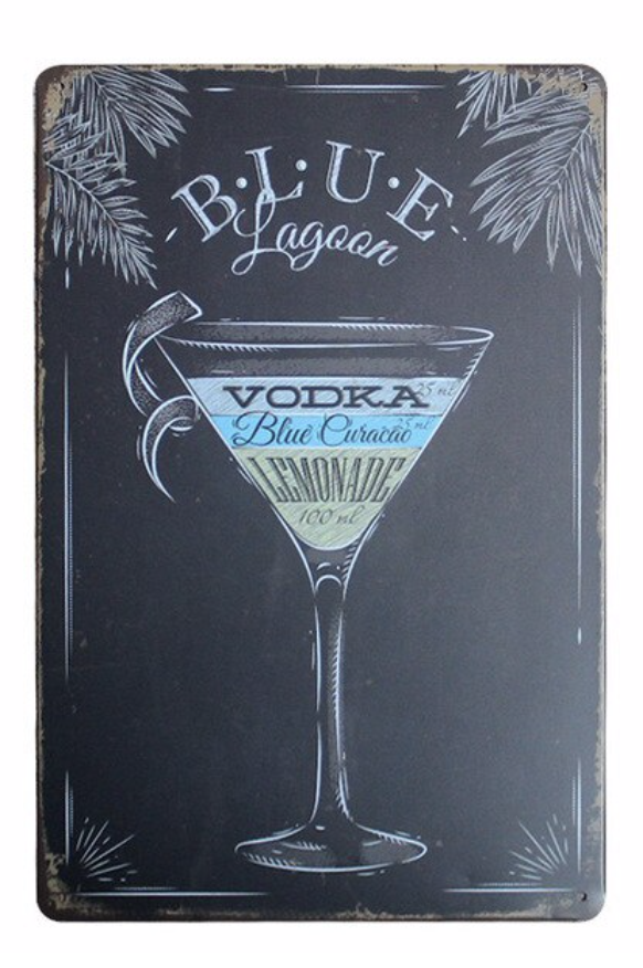 Metal Bar Sign Blue Lagoon