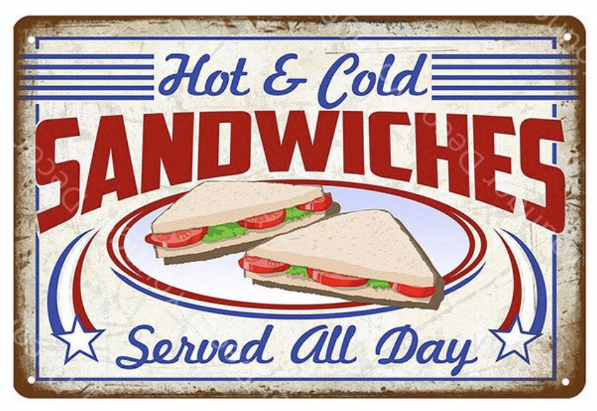 Metal Bar Sign Hot & Cold Sanwiches