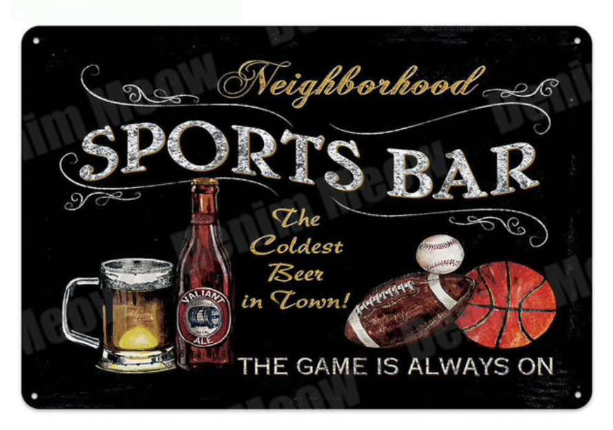 Metal Bar Sign Sports Bar